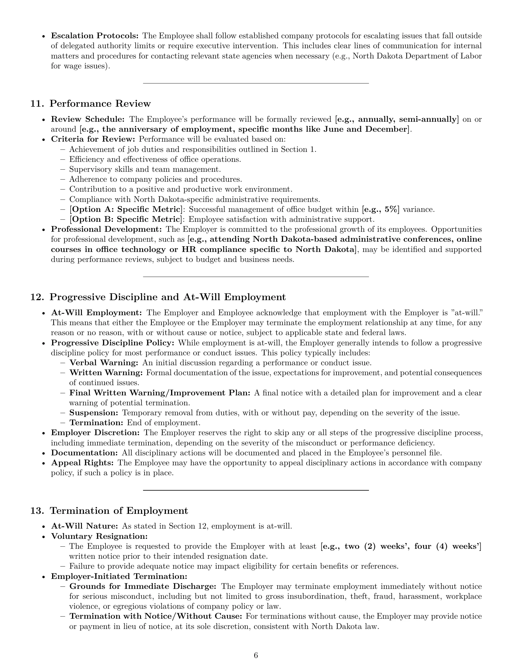 Preview page 6 of Pro North Dakota office manager employment contract template