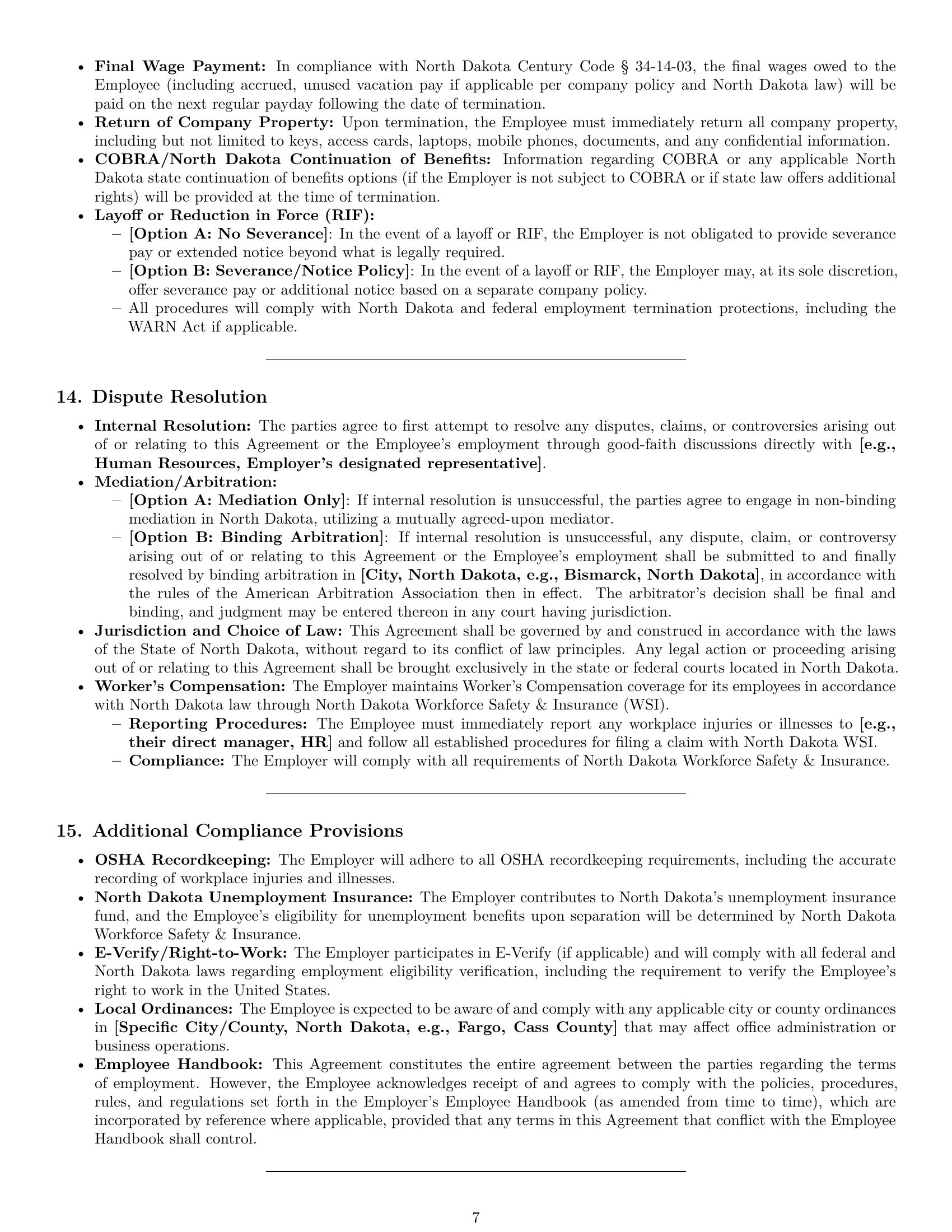 Preview page 7 of Pro North Dakota office manager employment contract template