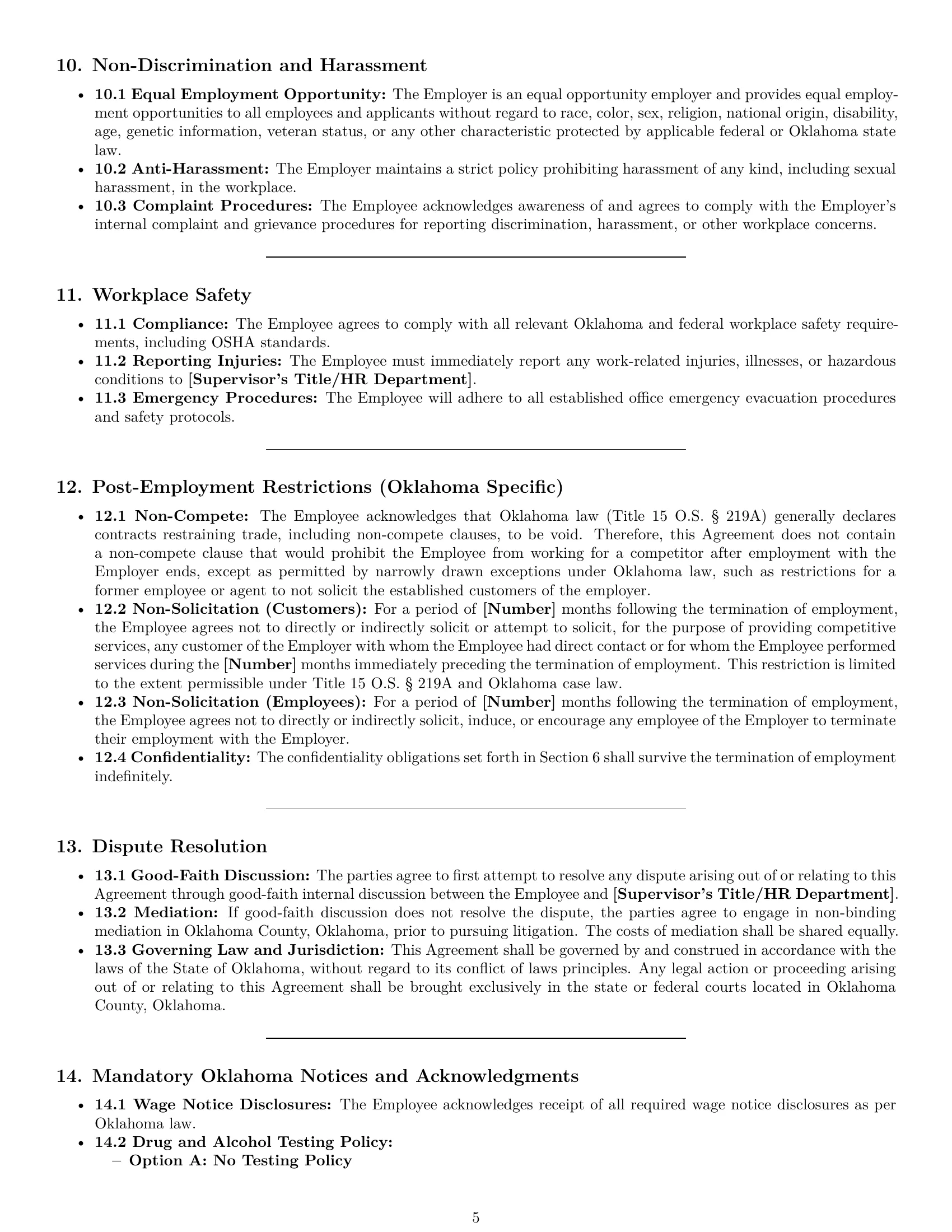 Preview page 5 of Pro Oklahoma office manager employment contract template
