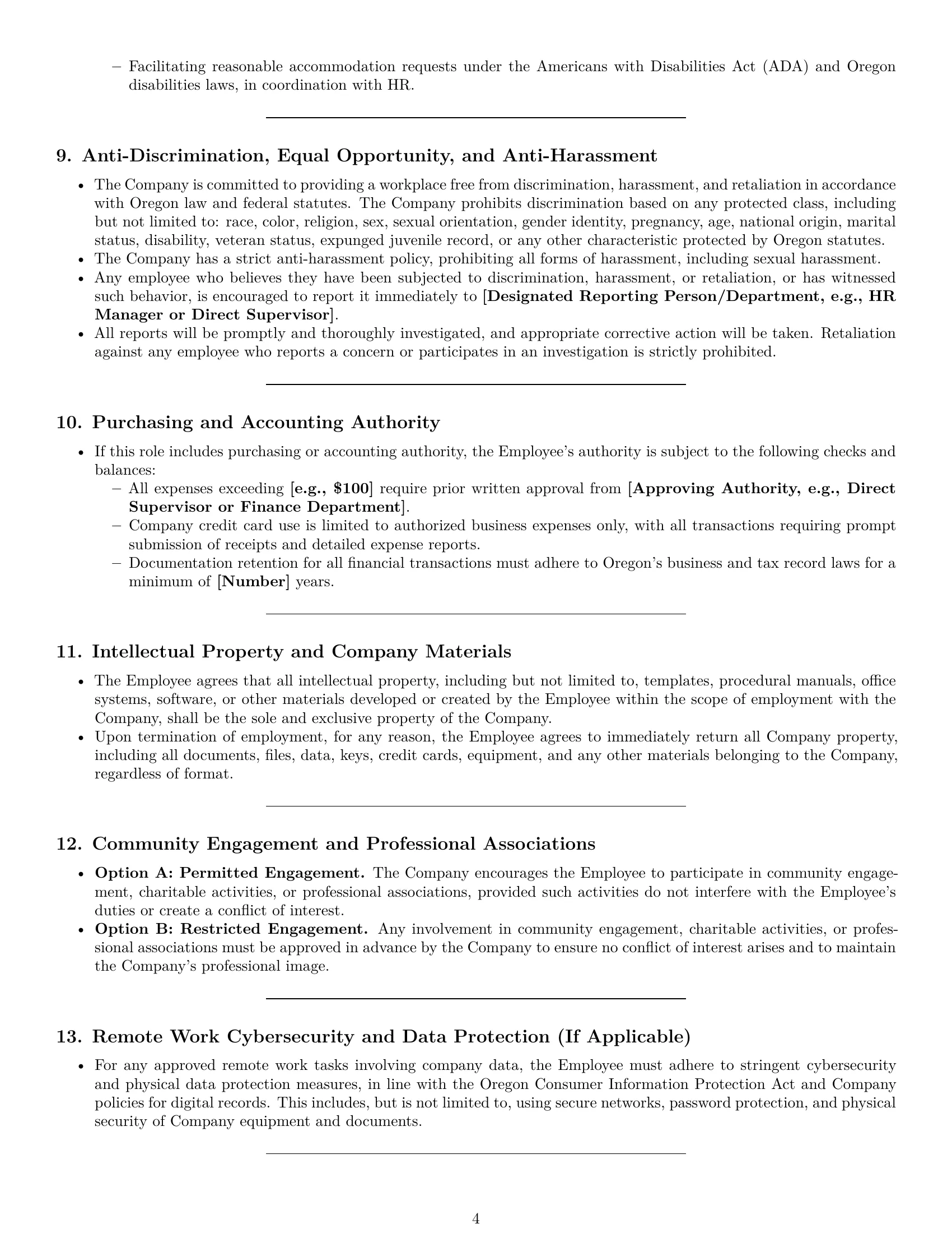 Preview page 4 of Pro Oregon office manager employment contract template