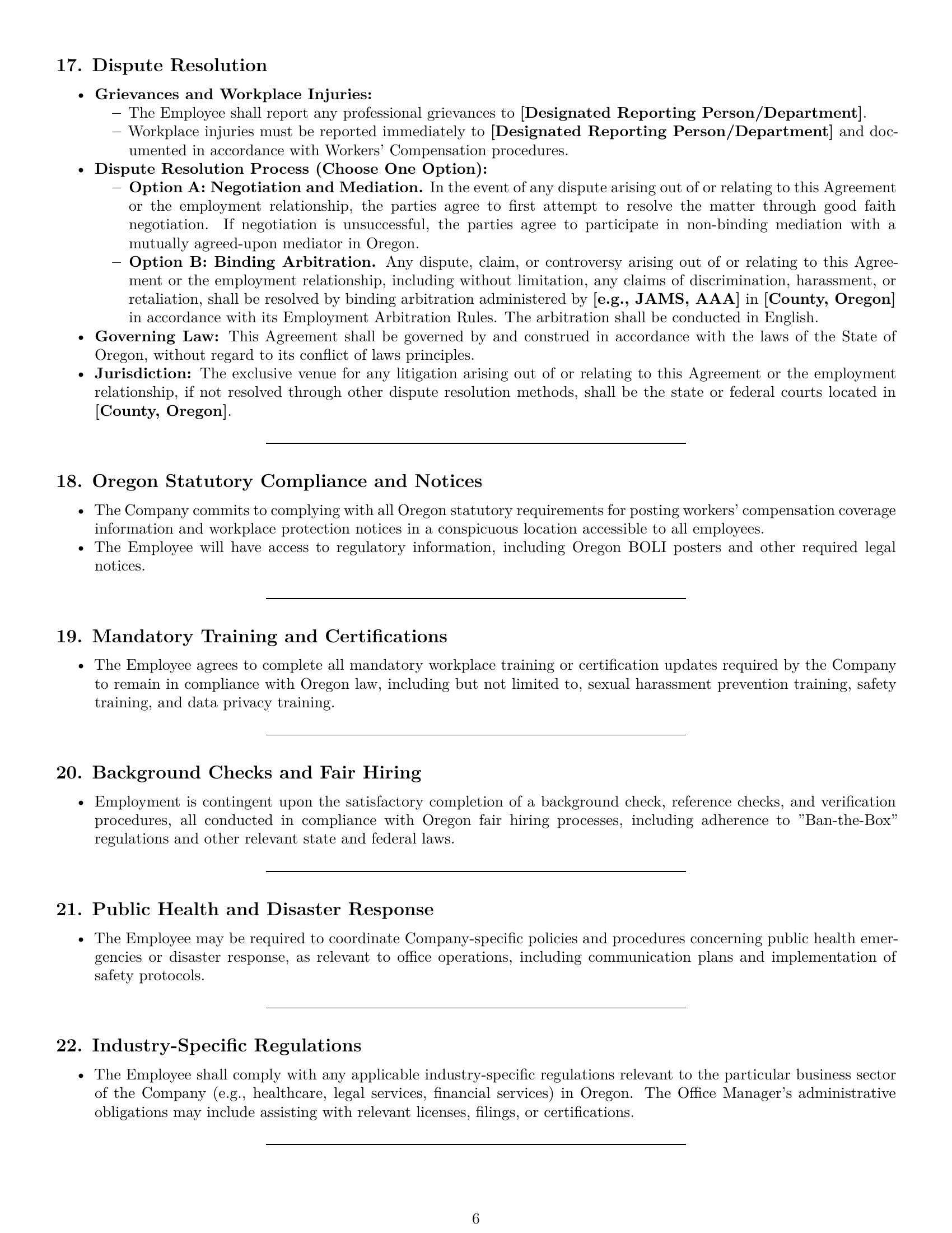 Preview page 6 of Pro Oregon office manager employment contract template