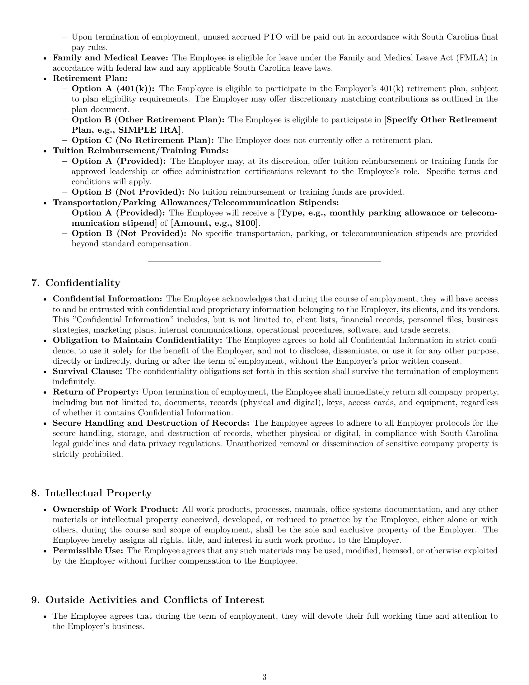 Preview page 3 of Pro South Carolina office manager employment contract template