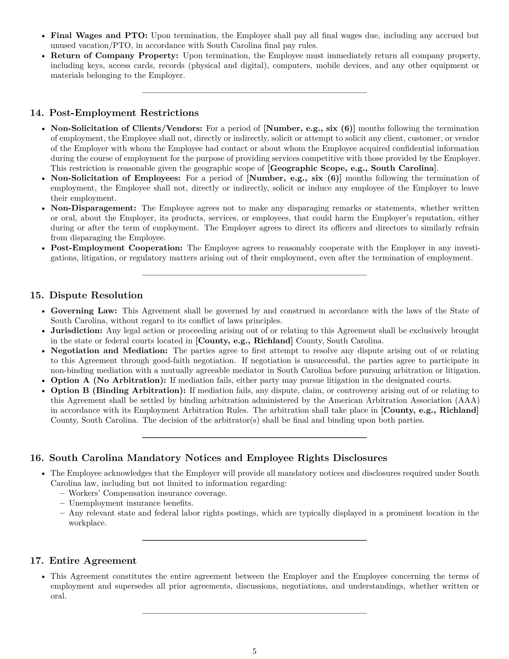 Preview page 5 of Pro South Carolina office manager employment contract template
