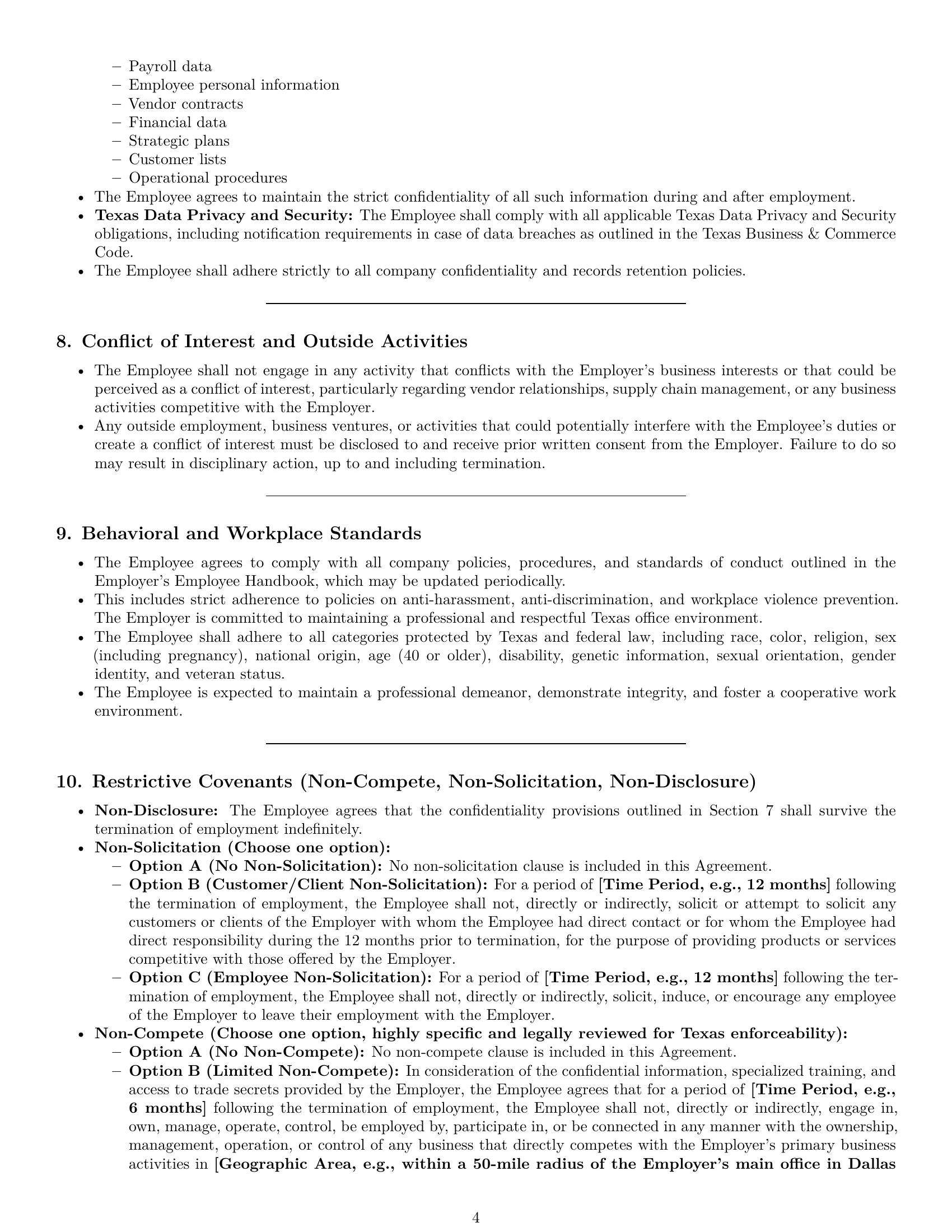 Preview page 4 of Pro Texas office manager employment contract template