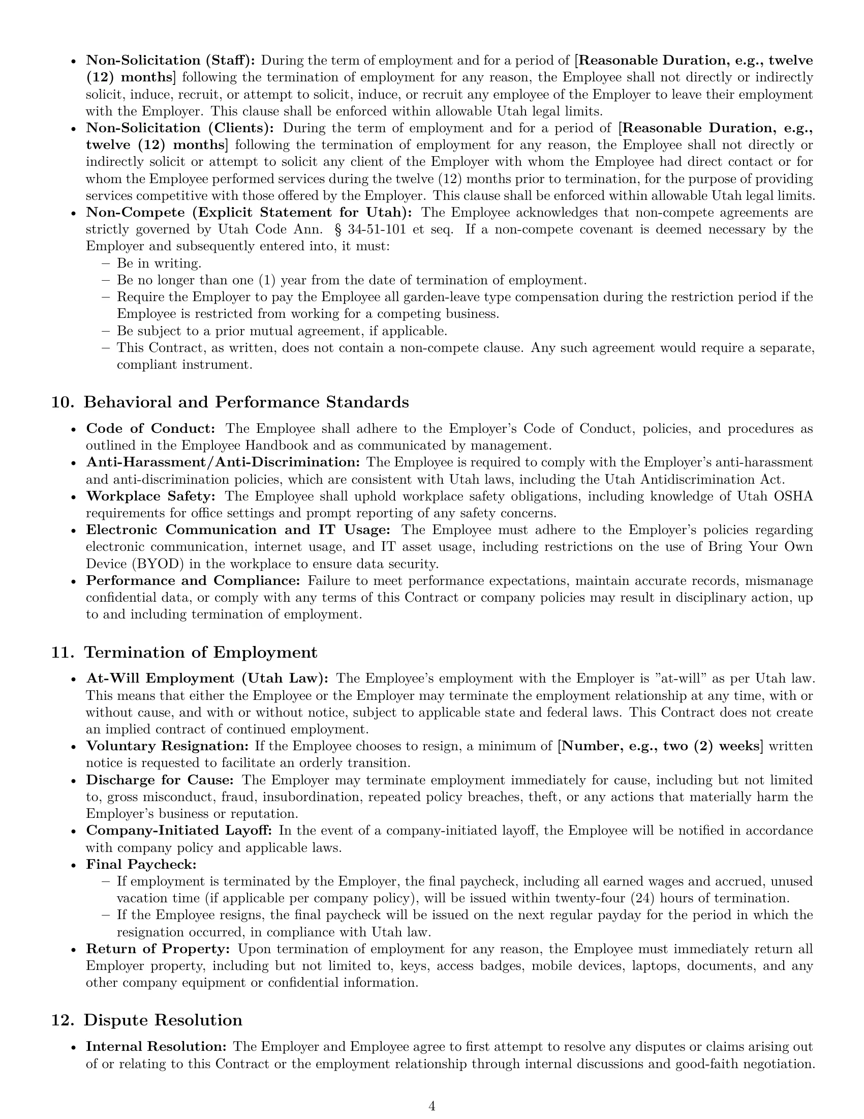 Preview page 4 of Pro Utah office manager employment contract template