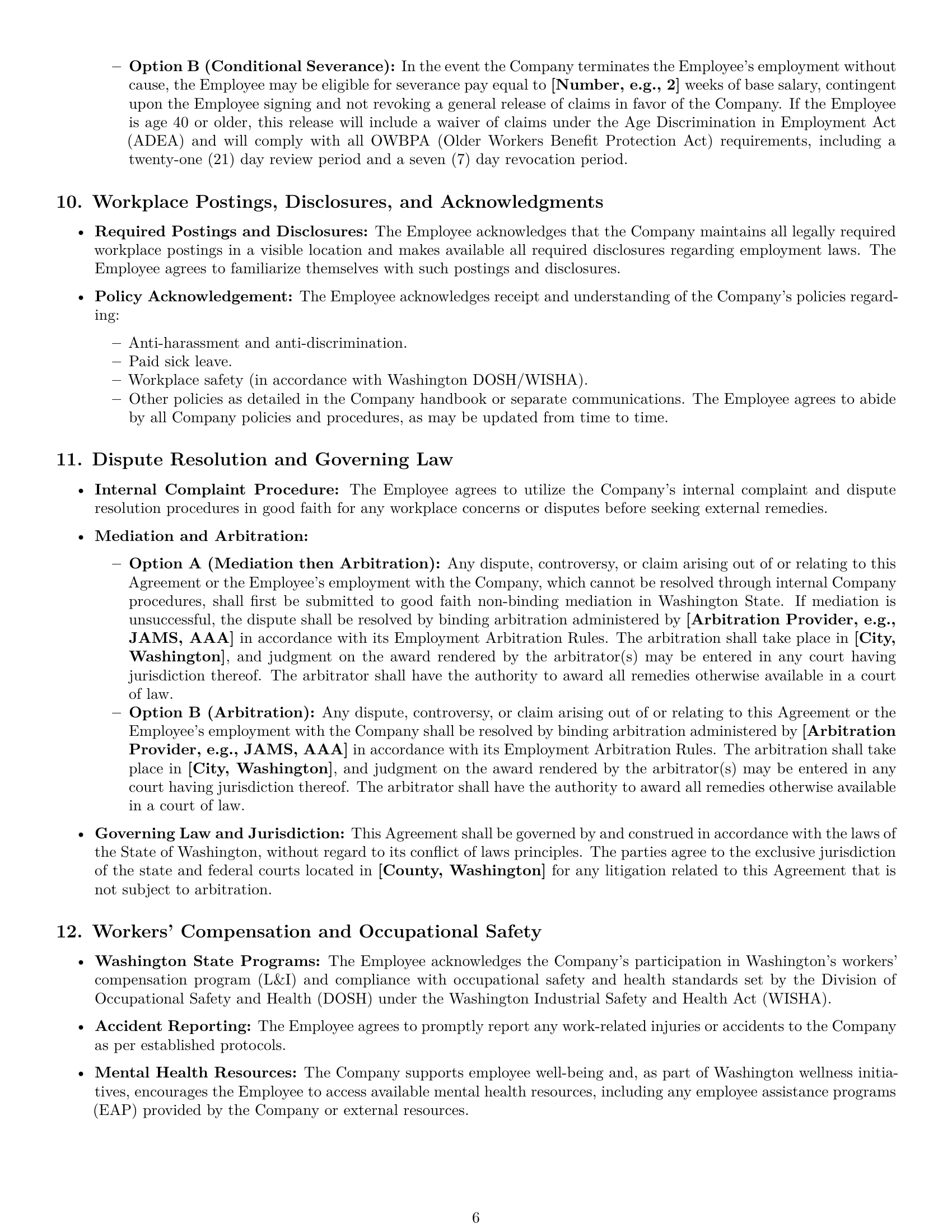 Preview page 6 of Pro Washington office manager employment contract template