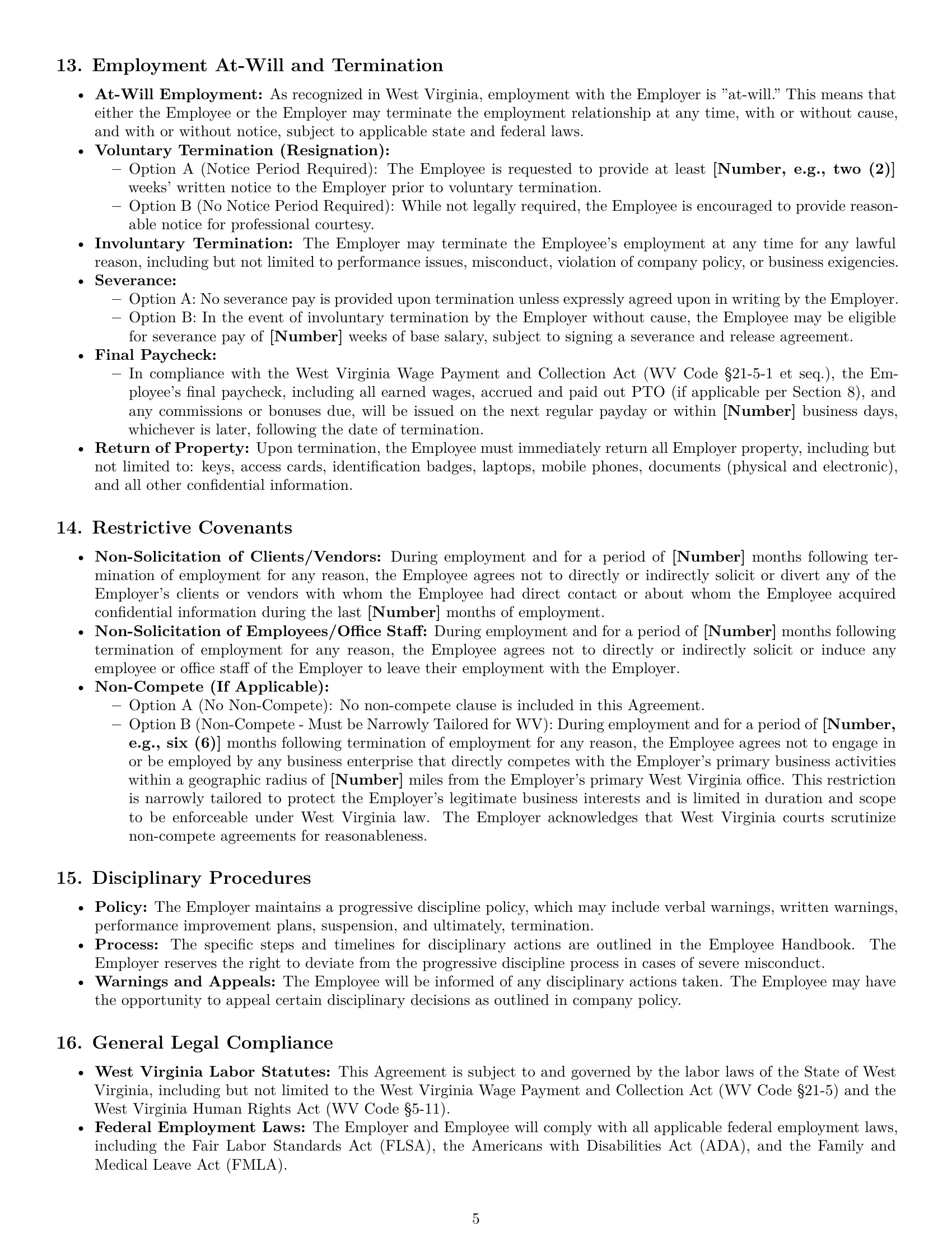 Preview page 5 of Pro West Virginia office manager employment contract template