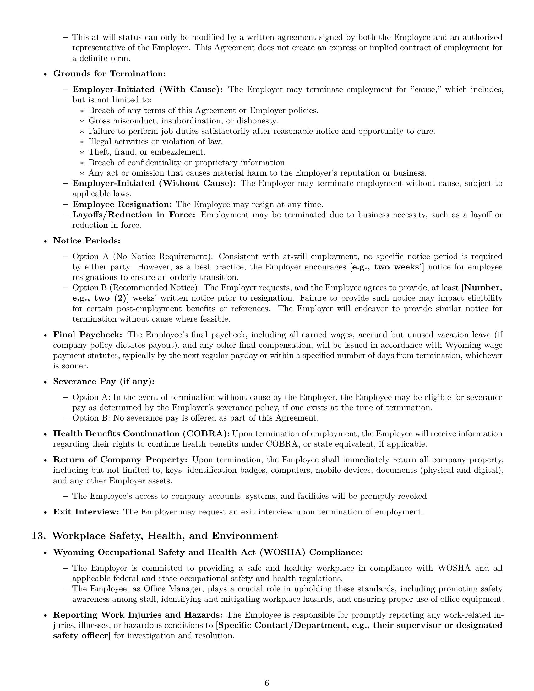 Preview page 6 of Pro Wyoming office manager employment contract template