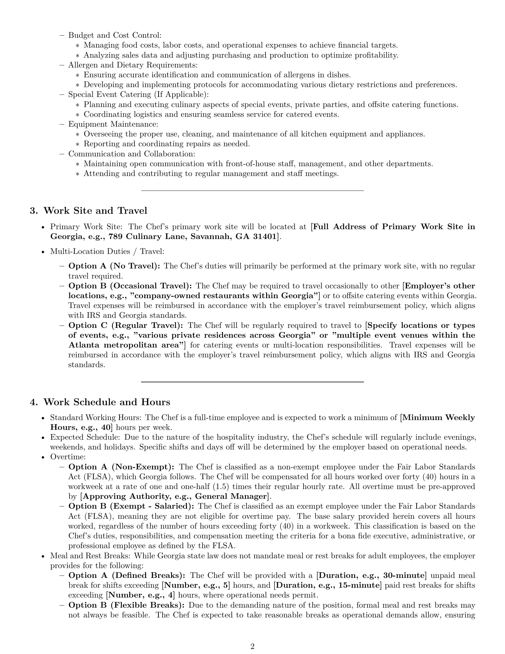 Preview page 2 of Pro Georgia chef employment contract template