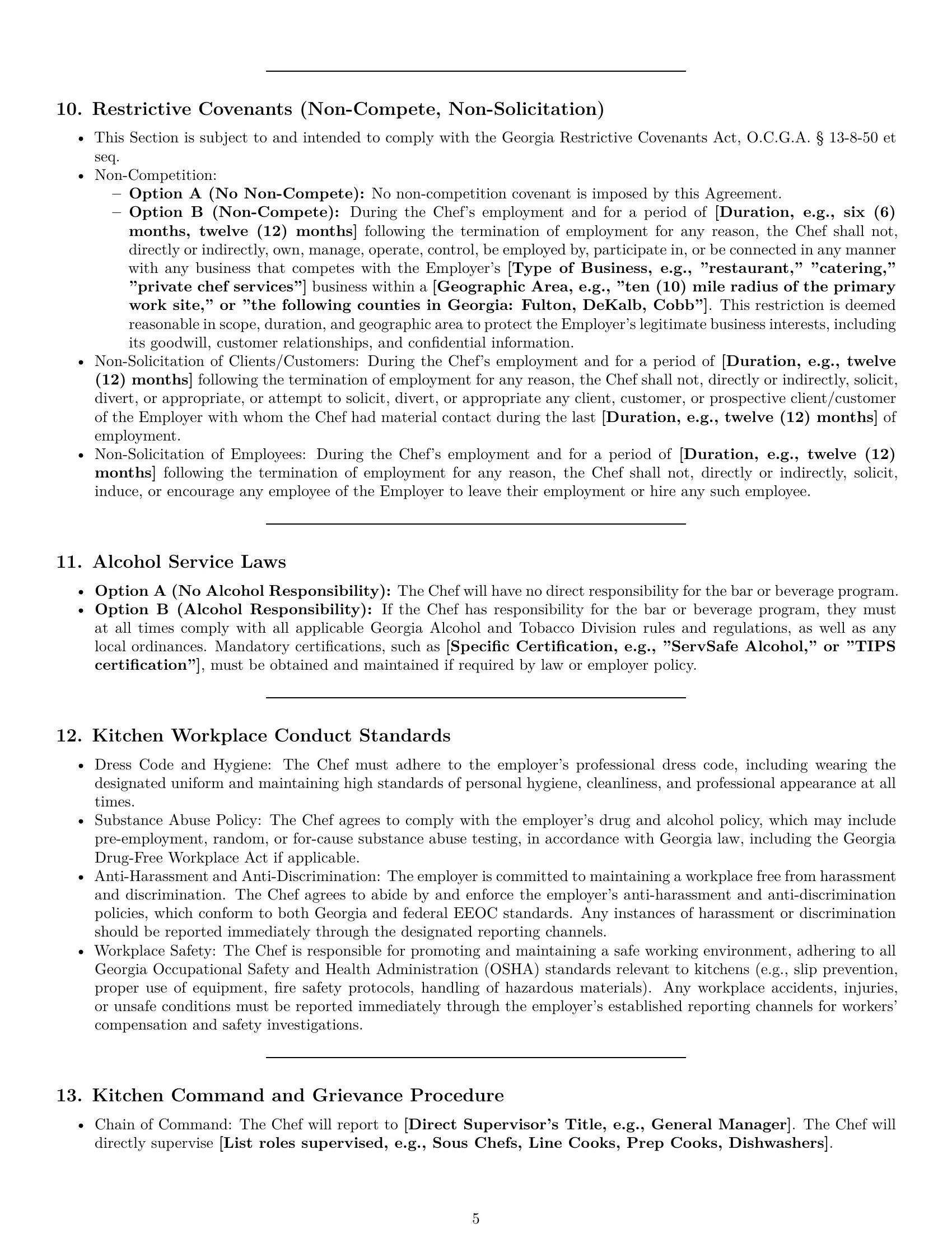 Preview page 5 of Pro Georgia chef employment contract template