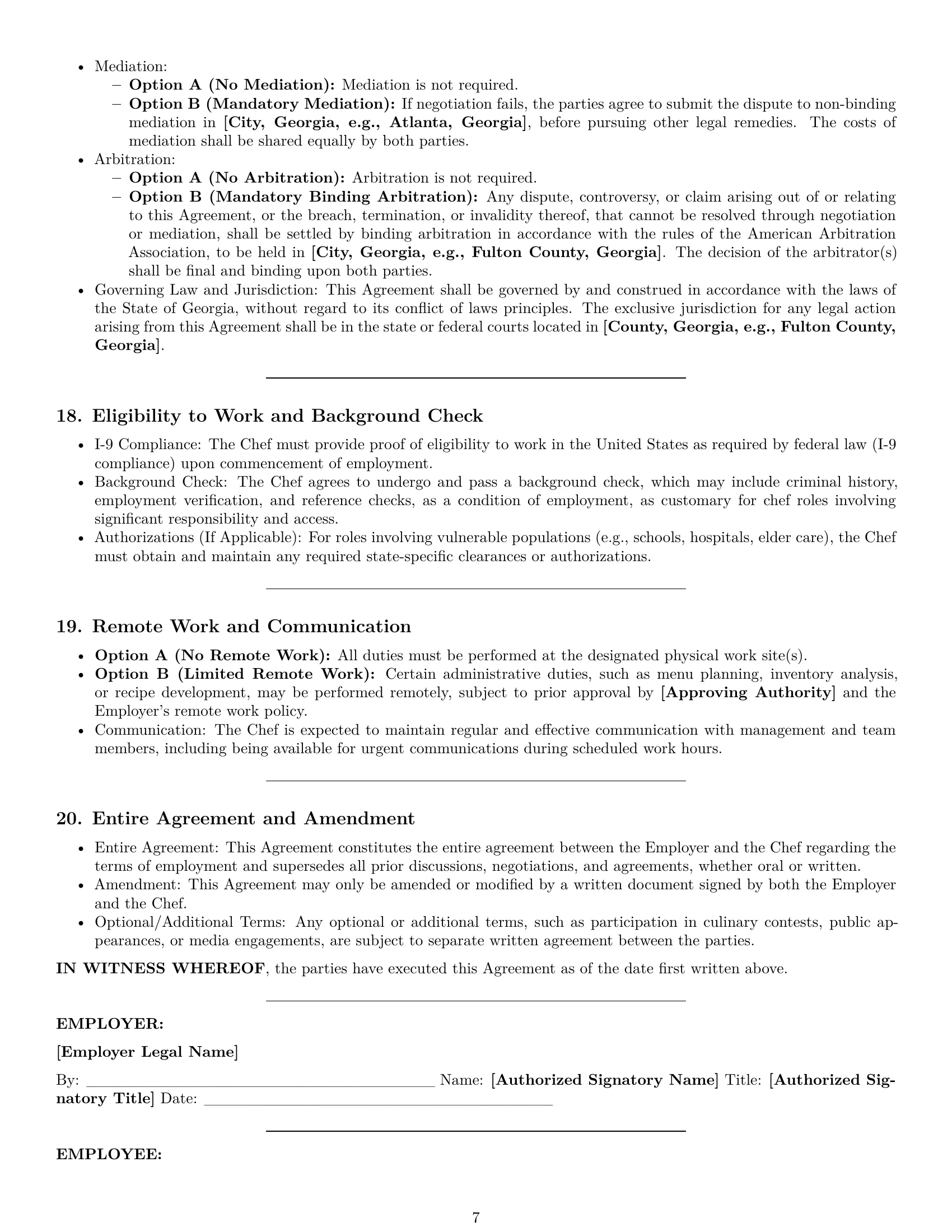 Preview page 7 of Pro Georgia chef employment contract template