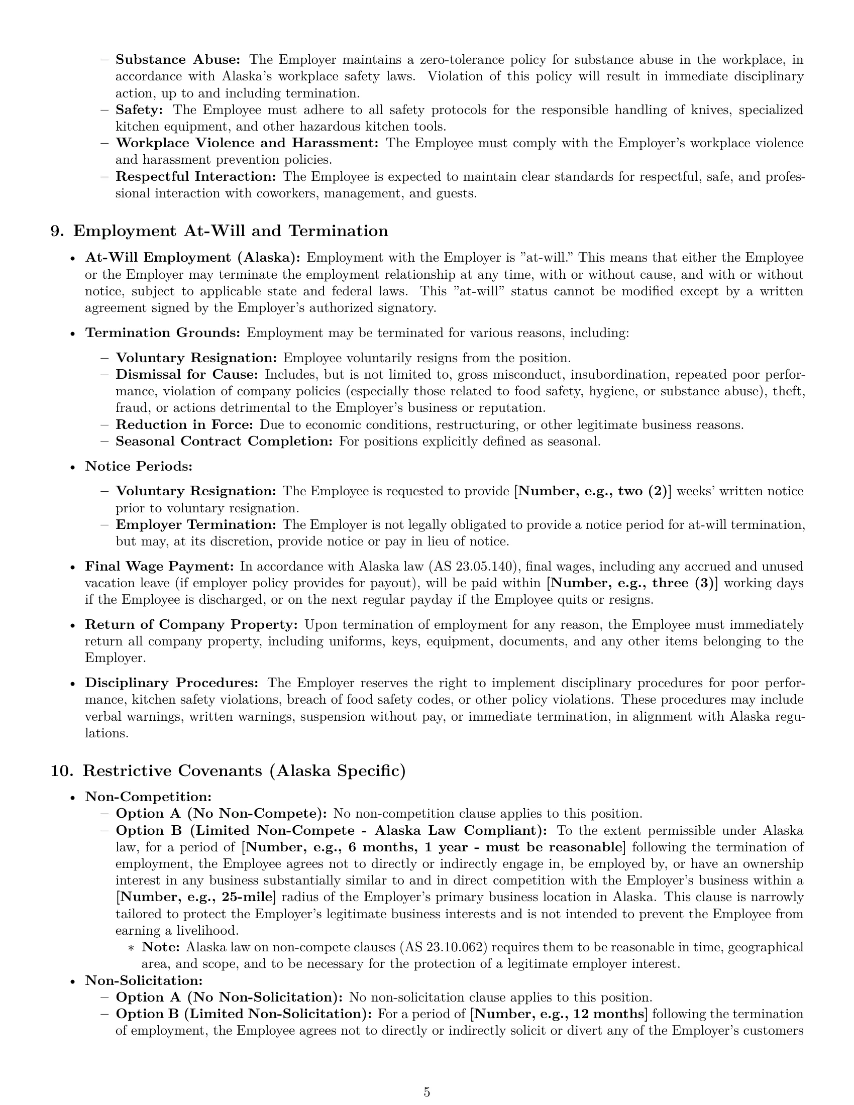 Preview page 5 of Pro Alaska chef employment contract template