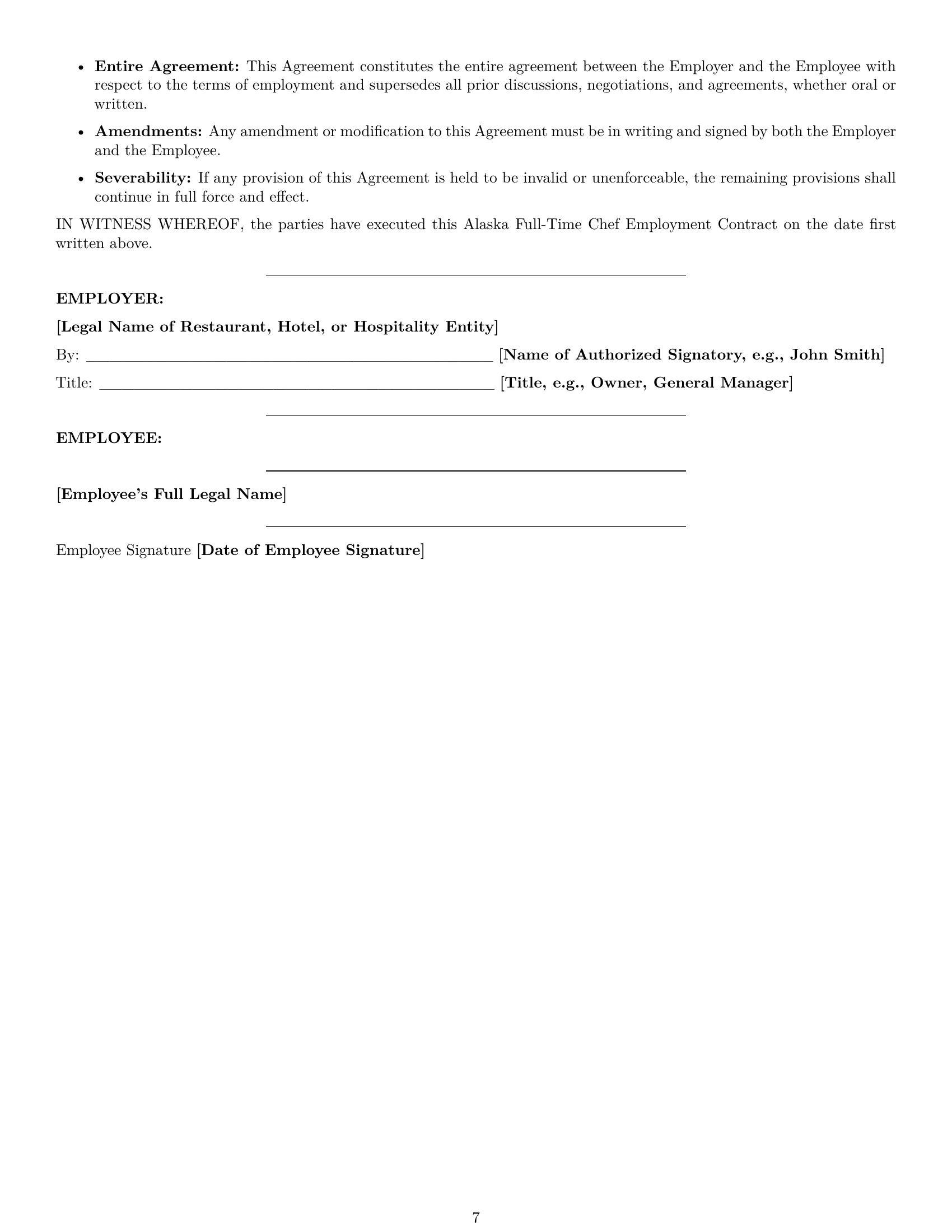 Preview page 7 of Pro Alaska chef employment contract template
