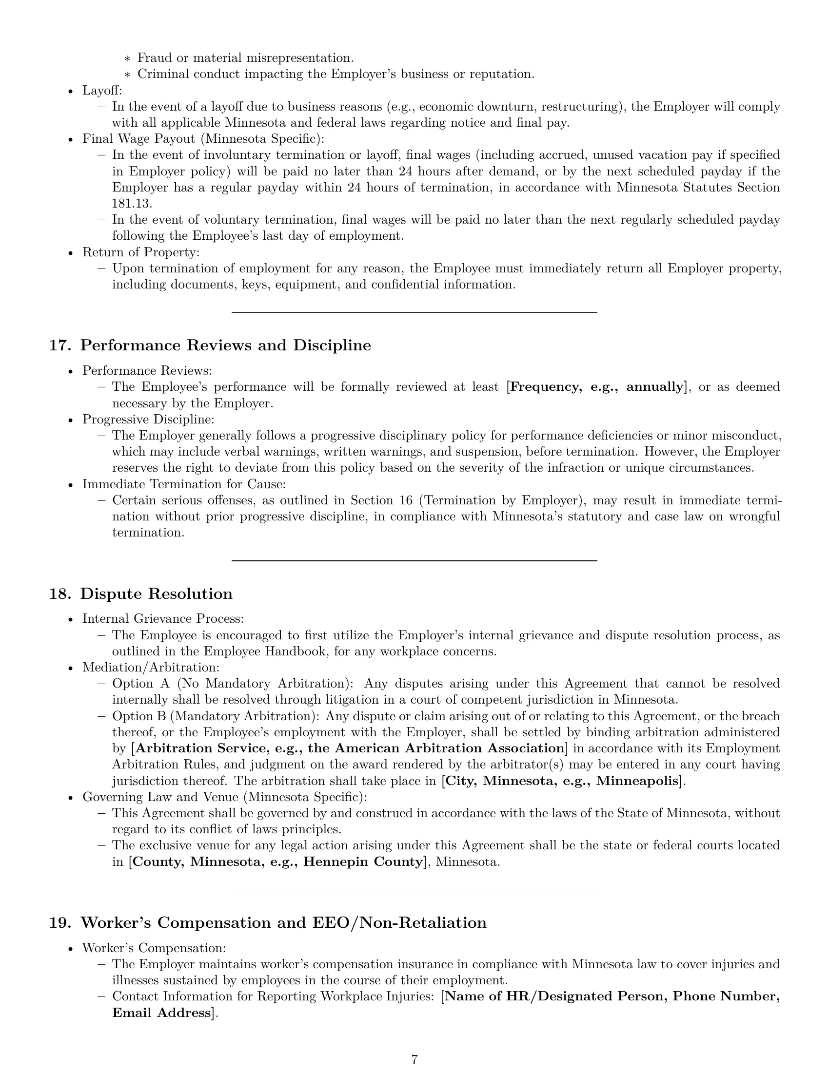 Preview page 7 of Pro Minnesota chef employment contract template