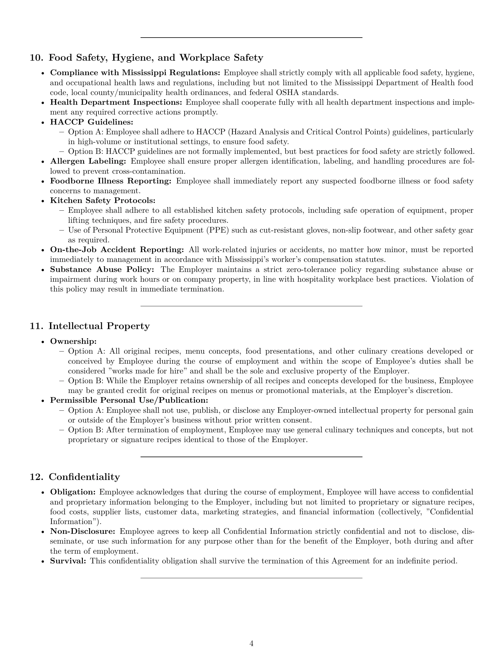 Preview page 4 of Pro Mississippi chef employment contract template