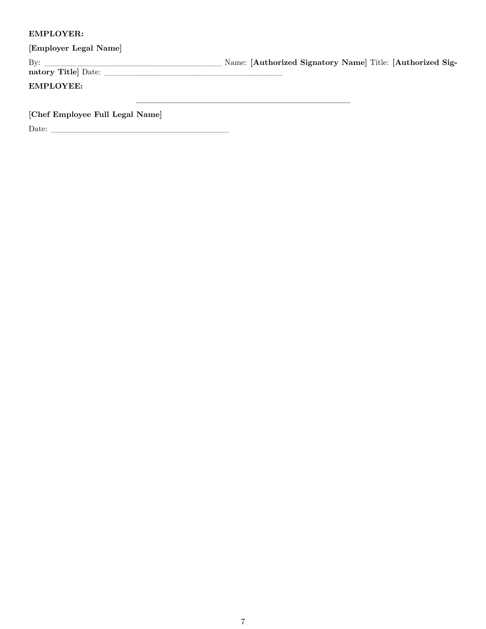 Preview page 7 of Pro Mississippi chef employment contract template
