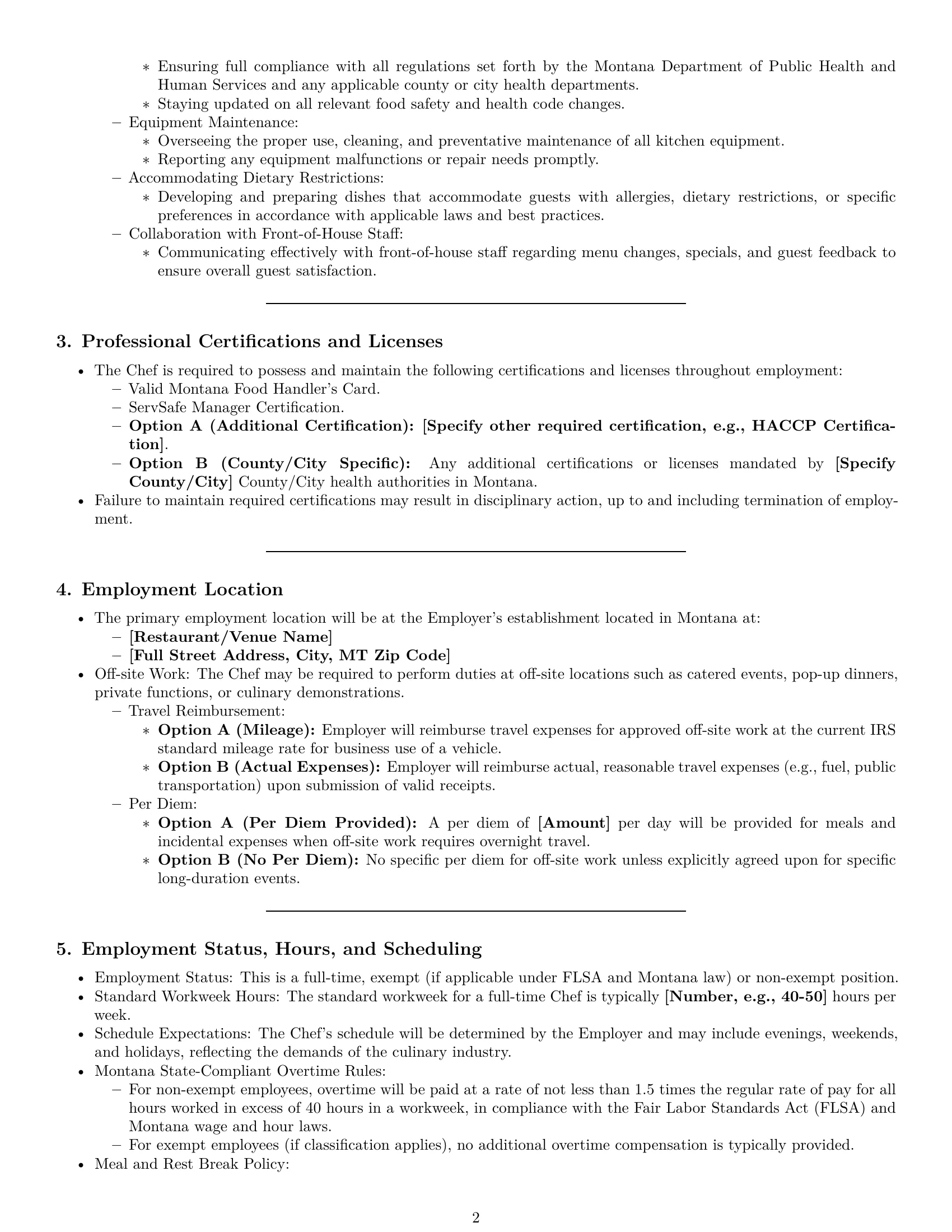 Preview page 2 of Pro Montana chef employment contract template