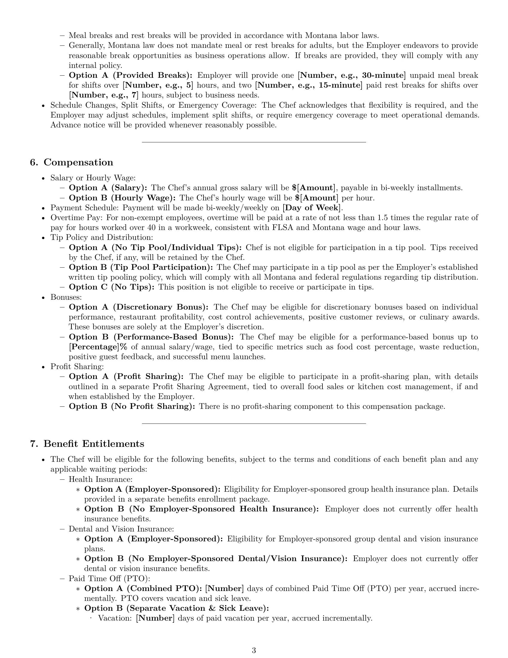 Preview page 3 of Pro Montana chef employment contract template