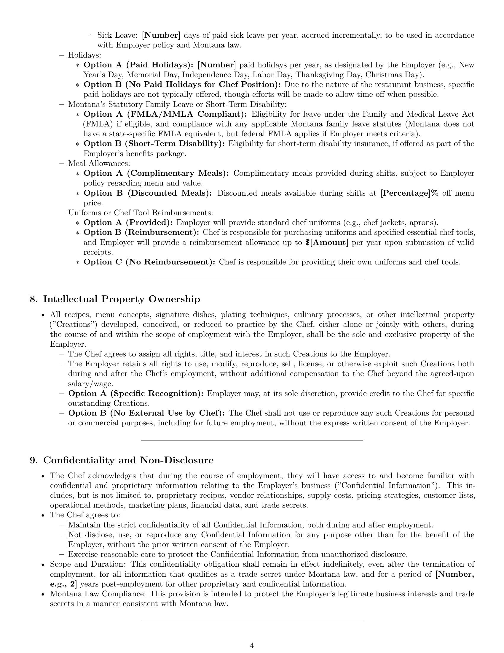 Preview page 4 of Pro Montana chef employment contract template