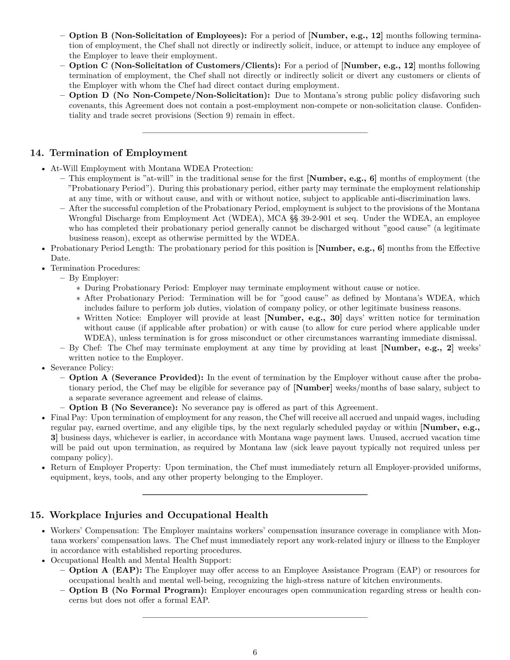 Preview page 6 of Pro Montana chef employment contract template