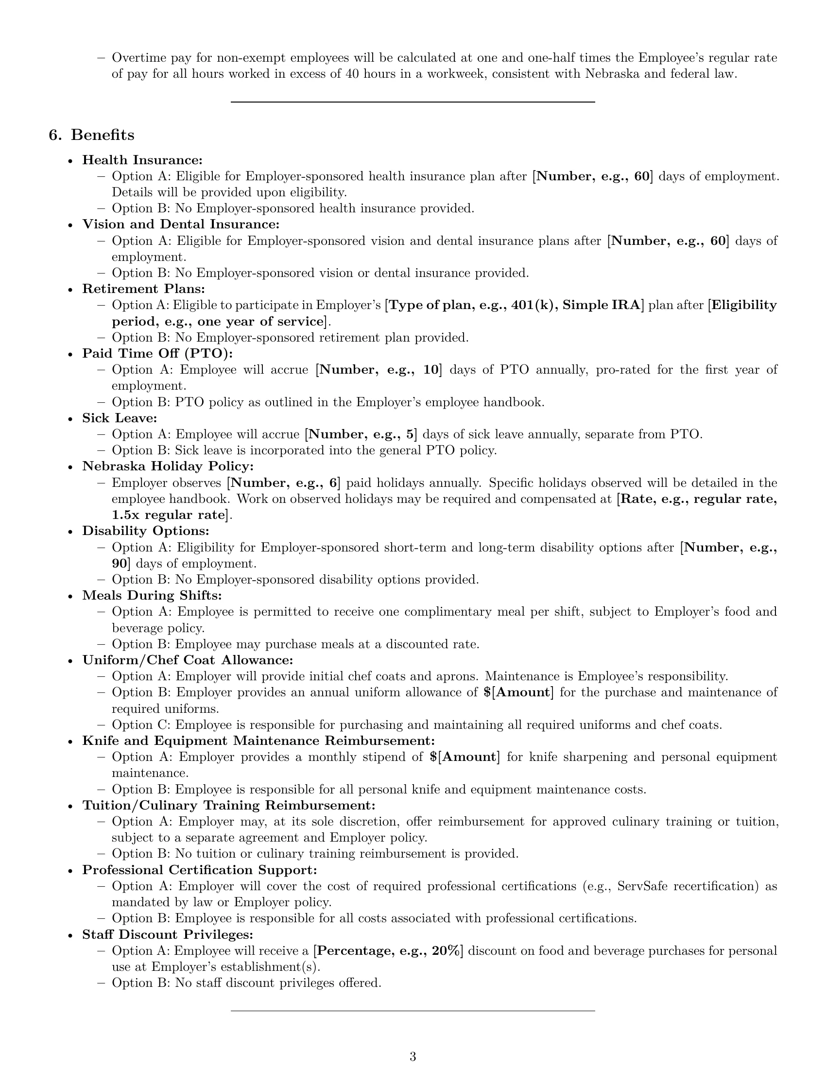 Preview page 3 of Pro Nebraska chef employment contract template