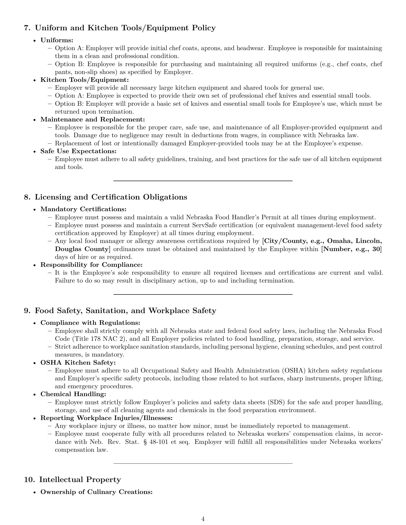 Preview page 4 of Pro Nebraska chef employment contract template
