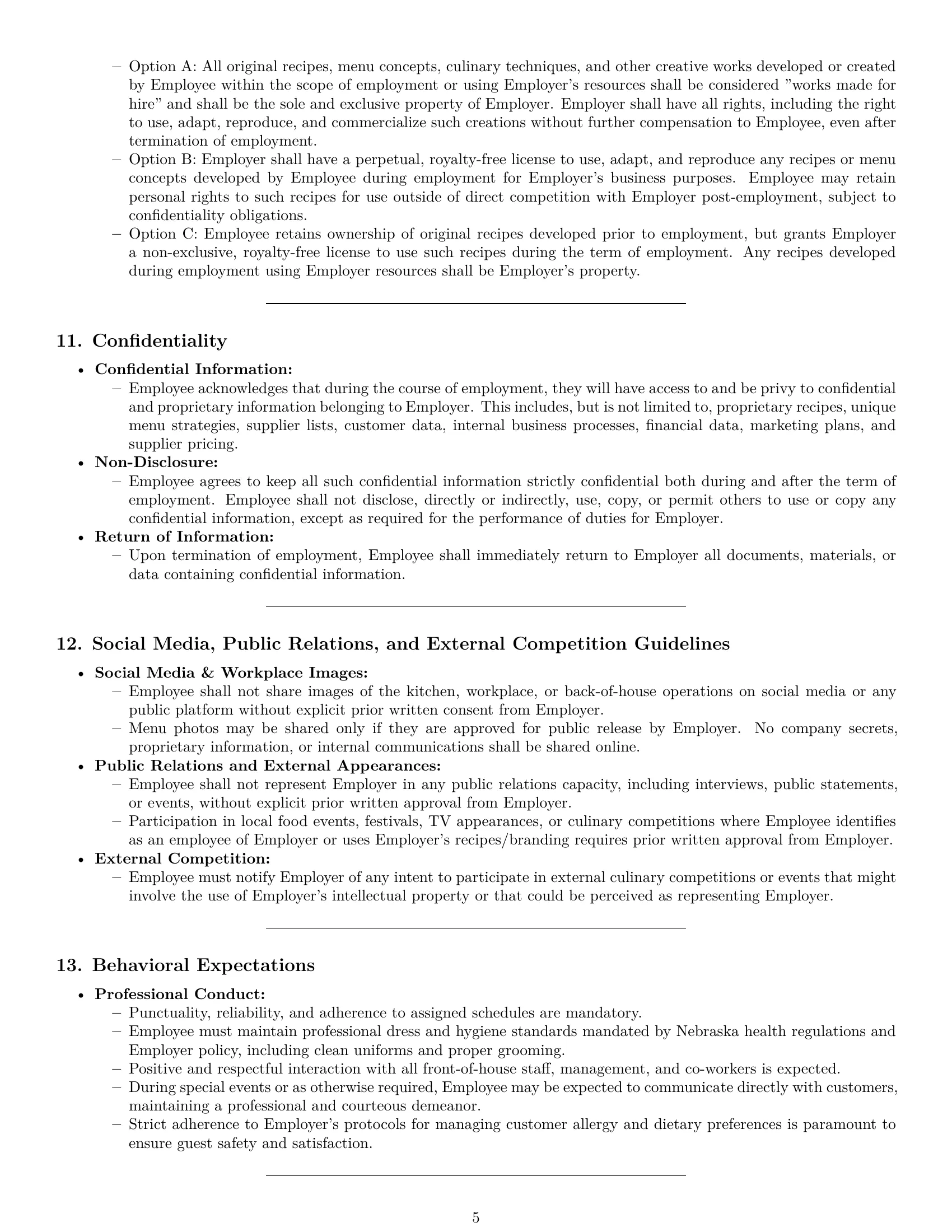 Preview page 5 of Pro Nebraska chef employment contract template