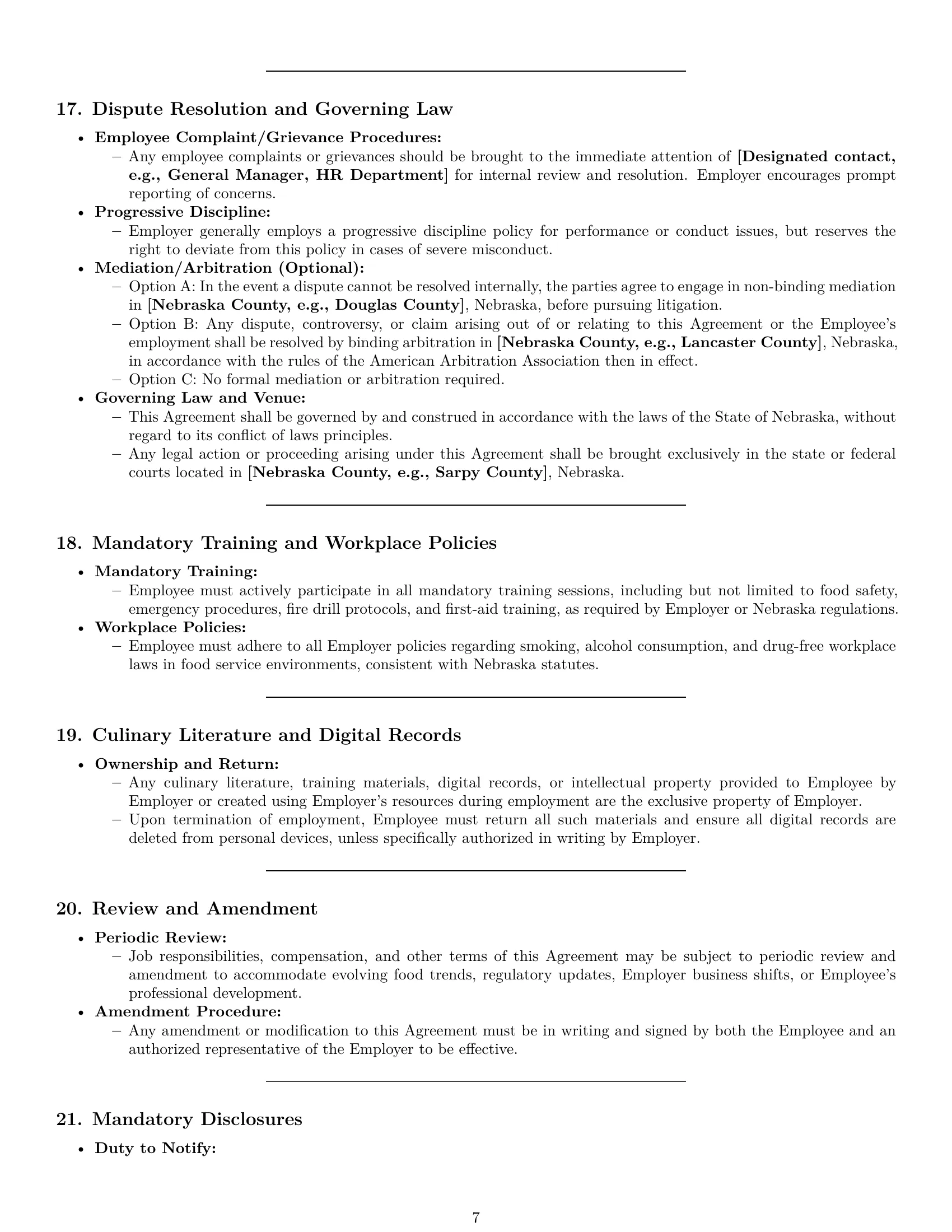 Preview page 7 of Pro Nebraska chef employment contract template