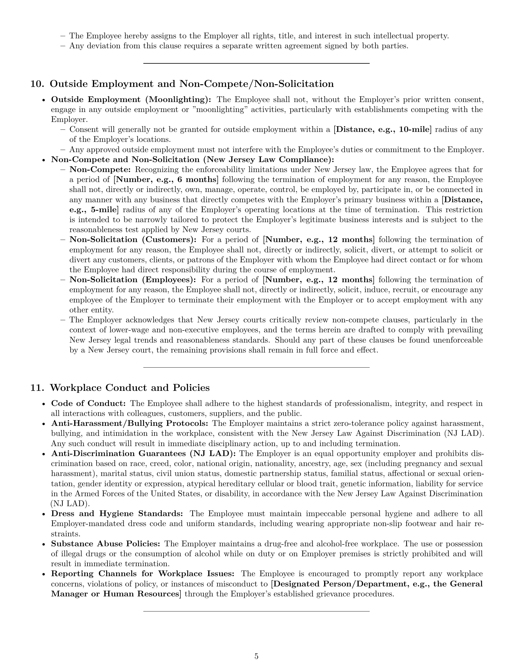 Preview page 5 of Pro New Jersey chef employment contract template