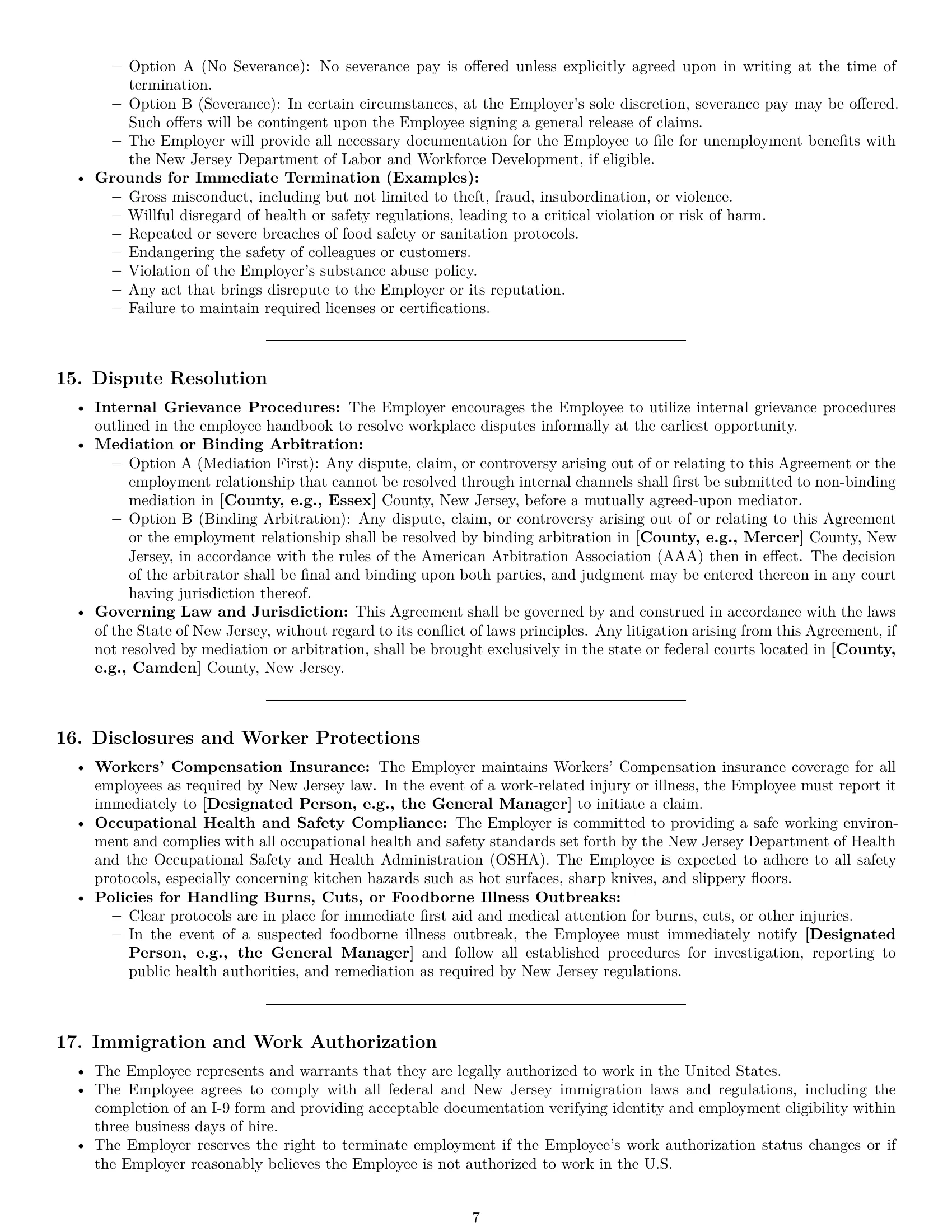Preview page 7 of Pro New Jersey chef employment contract template