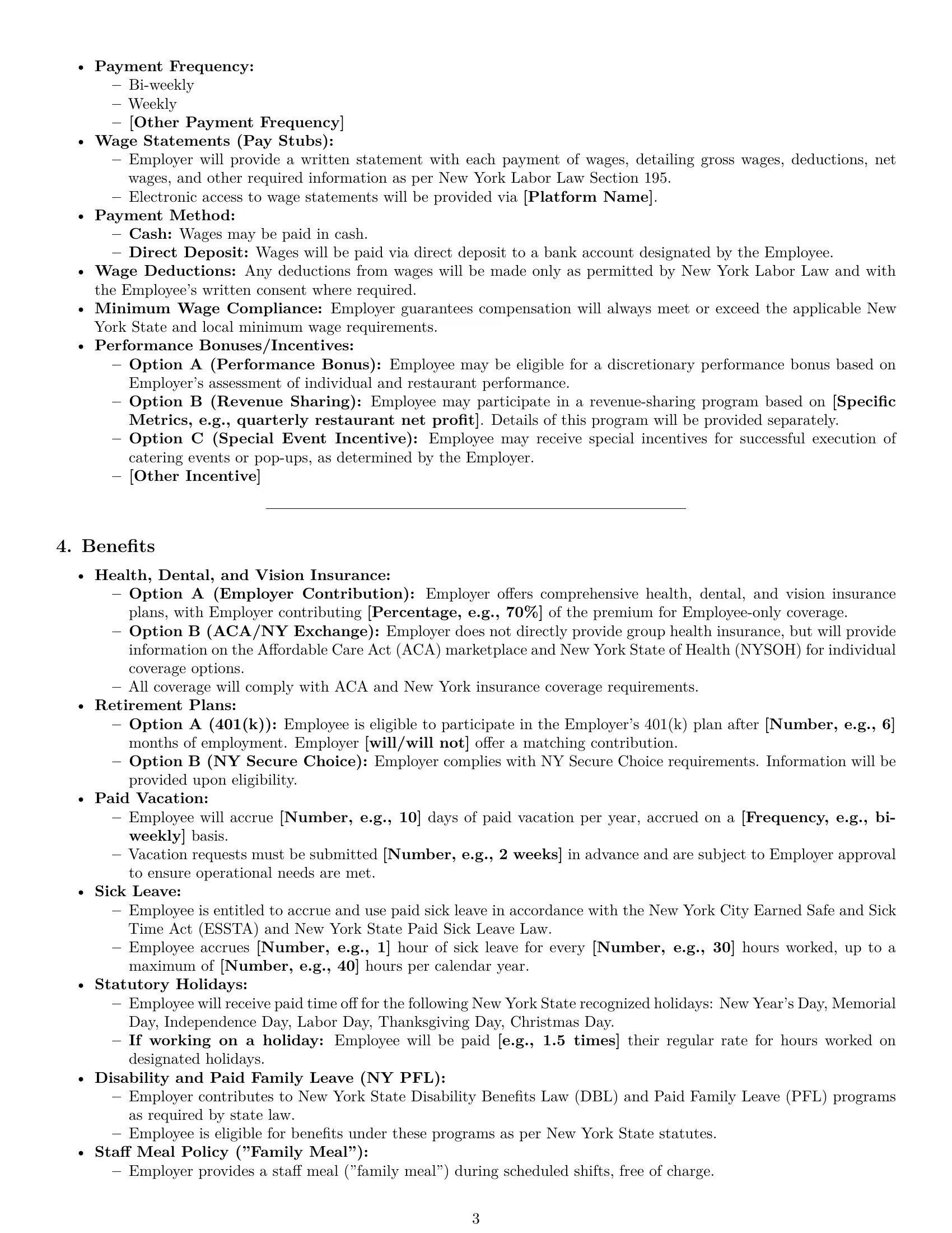 Preview page 3 of Pro New York chef employment contract template