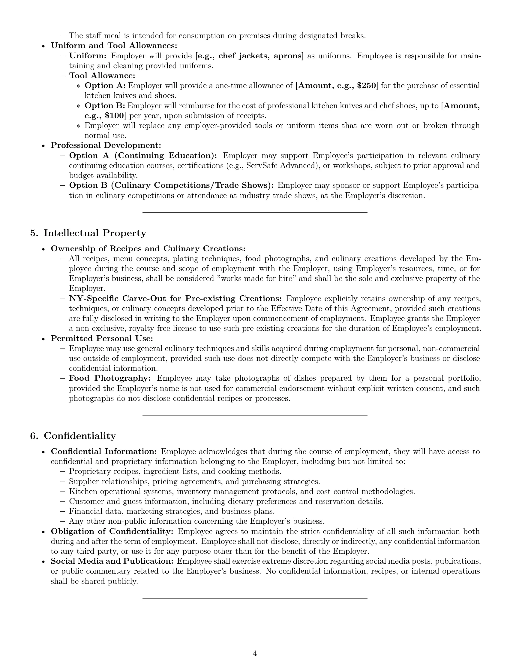 Preview page 4 of Pro New York chef employment contract template