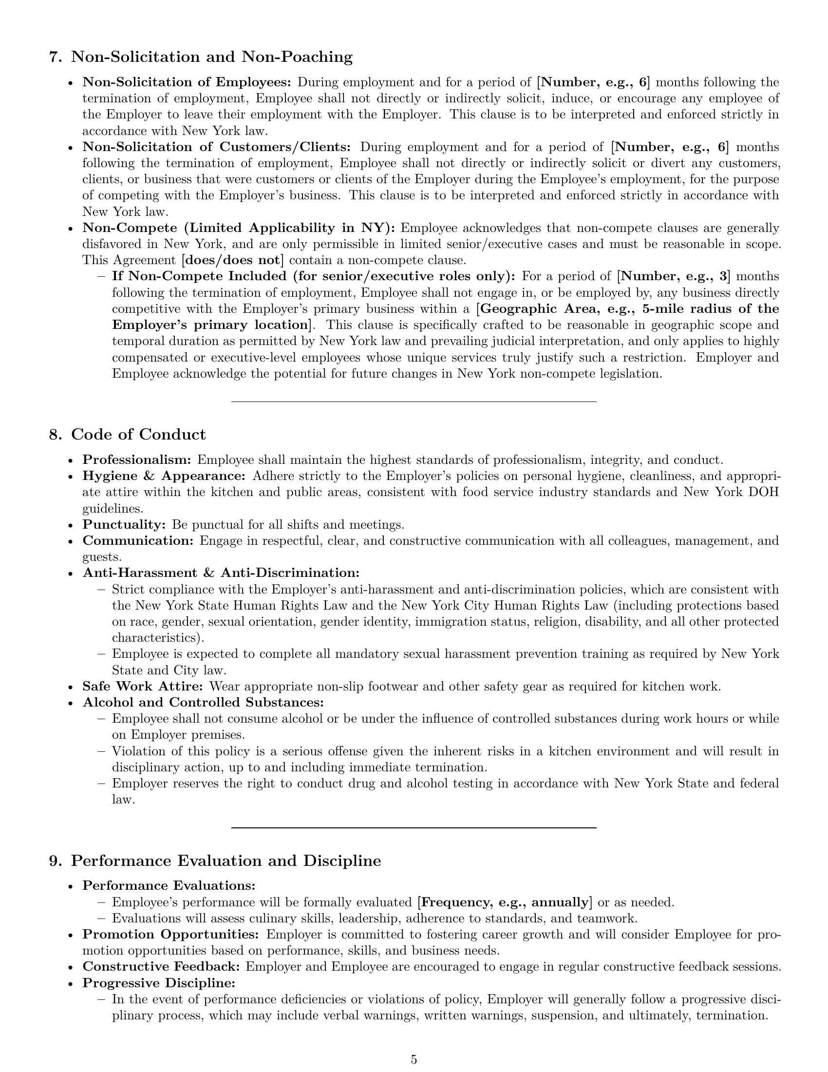 Preview page 5 of Pro New York chef employment contract template