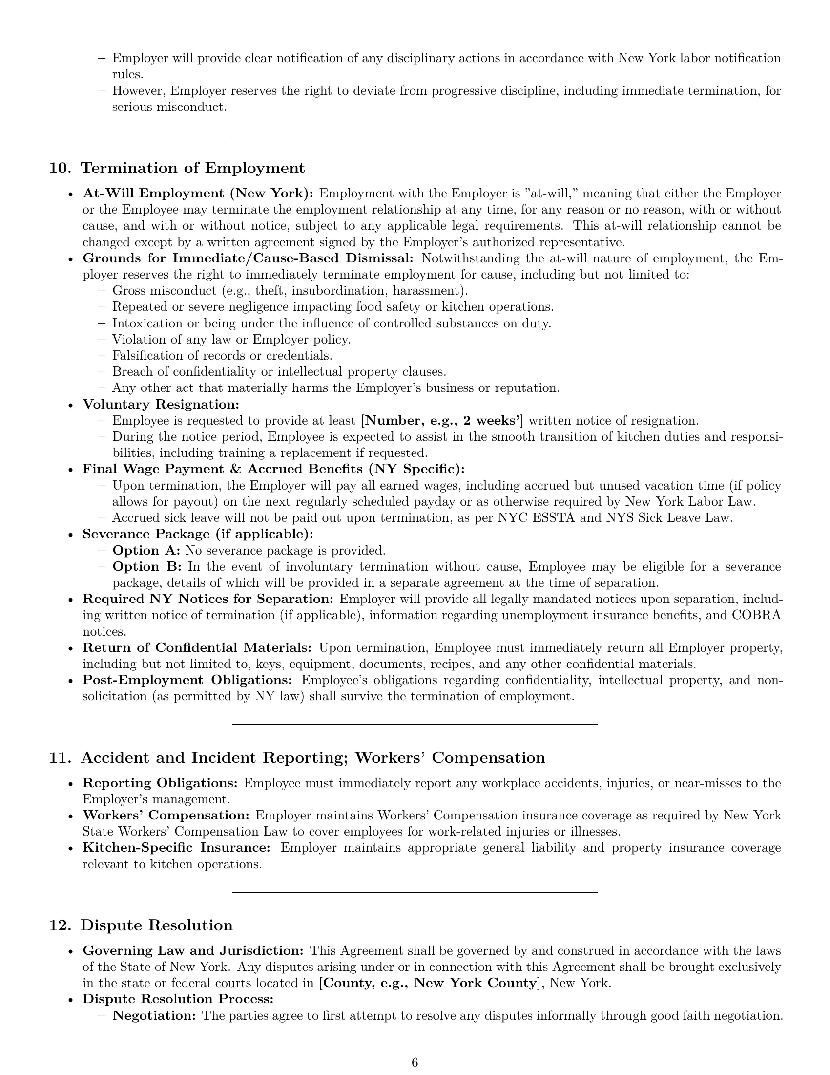 Preview page 6 of Pro New York chef employment contract template