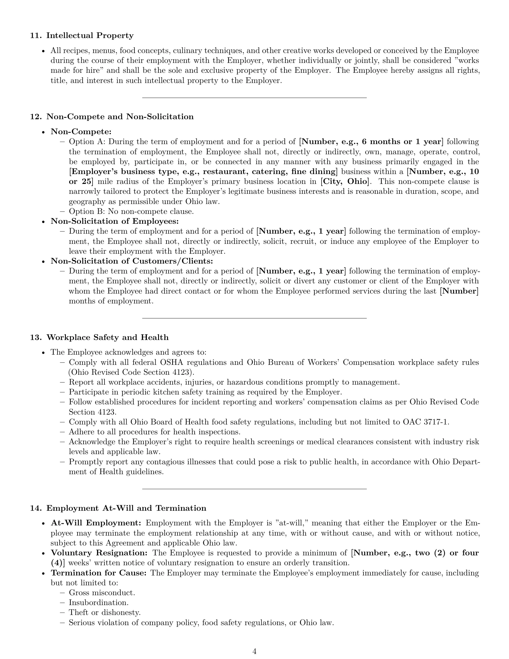 Preview page 4 of Pro Ohio chef employment contract template