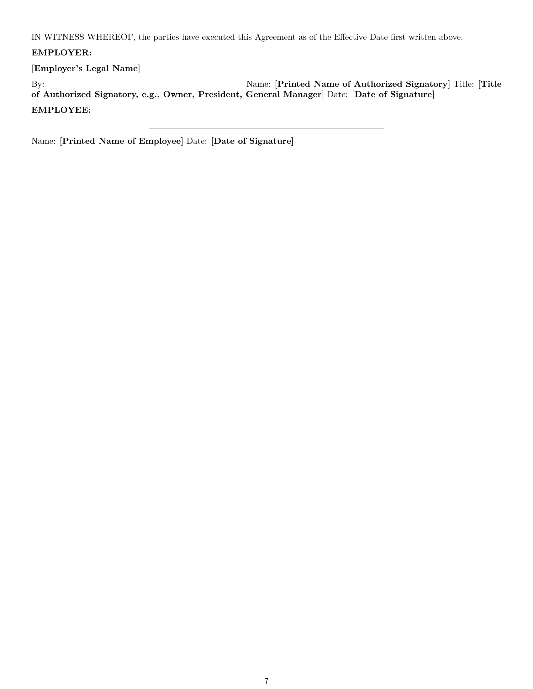 Preview page 7 of Pro Oregon chef employment contract template
