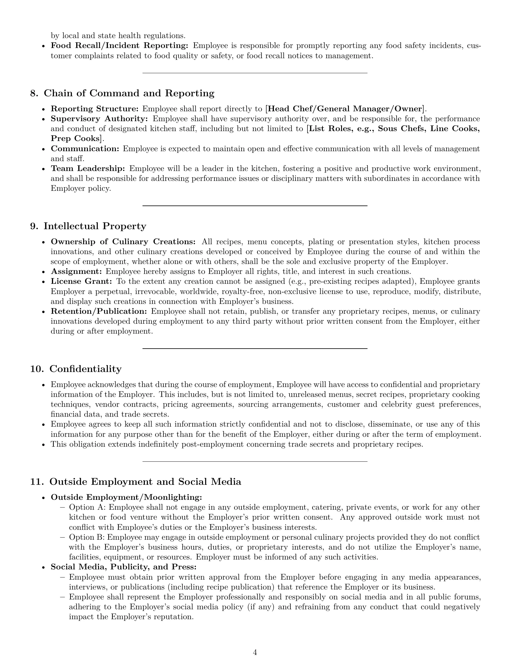 Preview page 4 of Pro Pennsylvania chef employment contract template