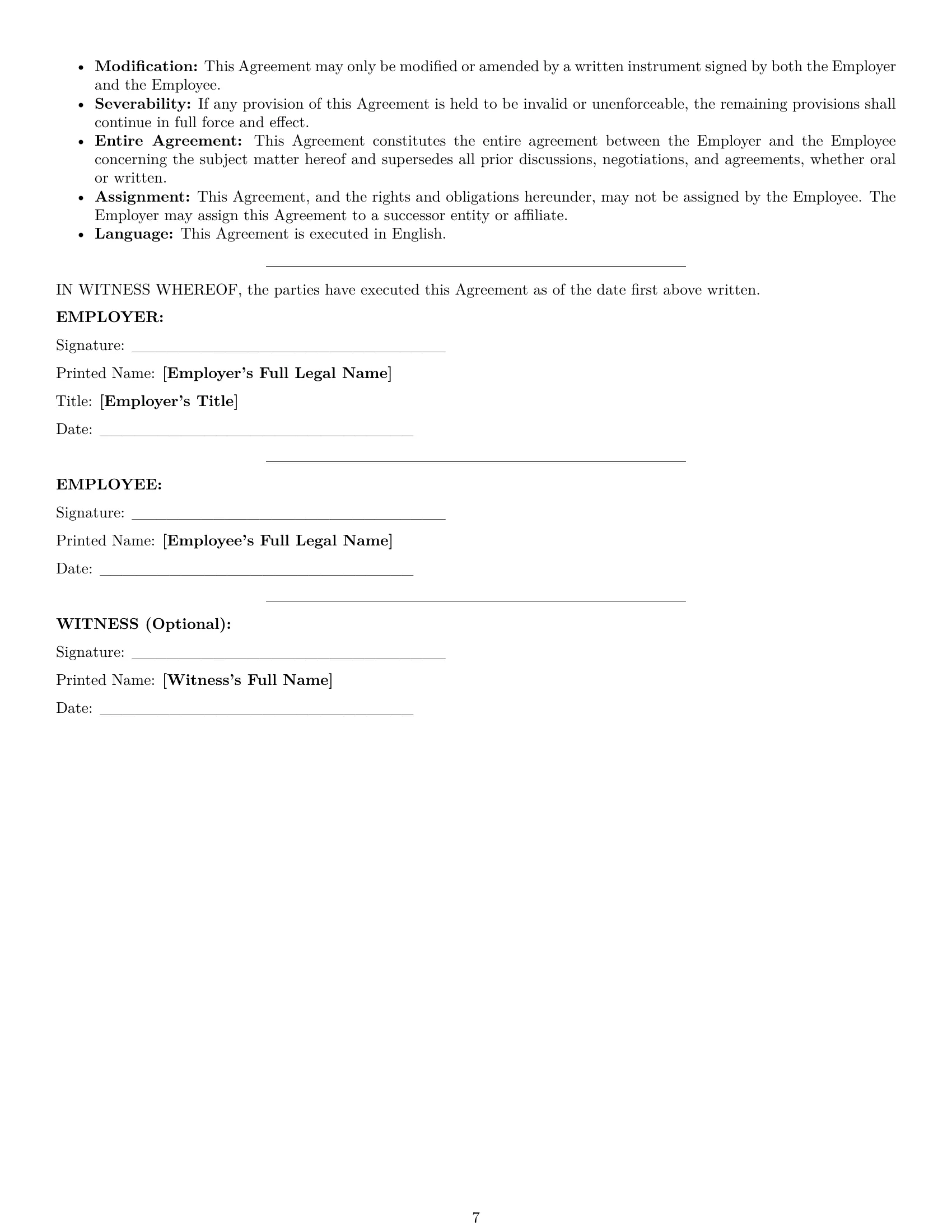 Preview page 7 of Pro Pennsylvania chef employment contract template