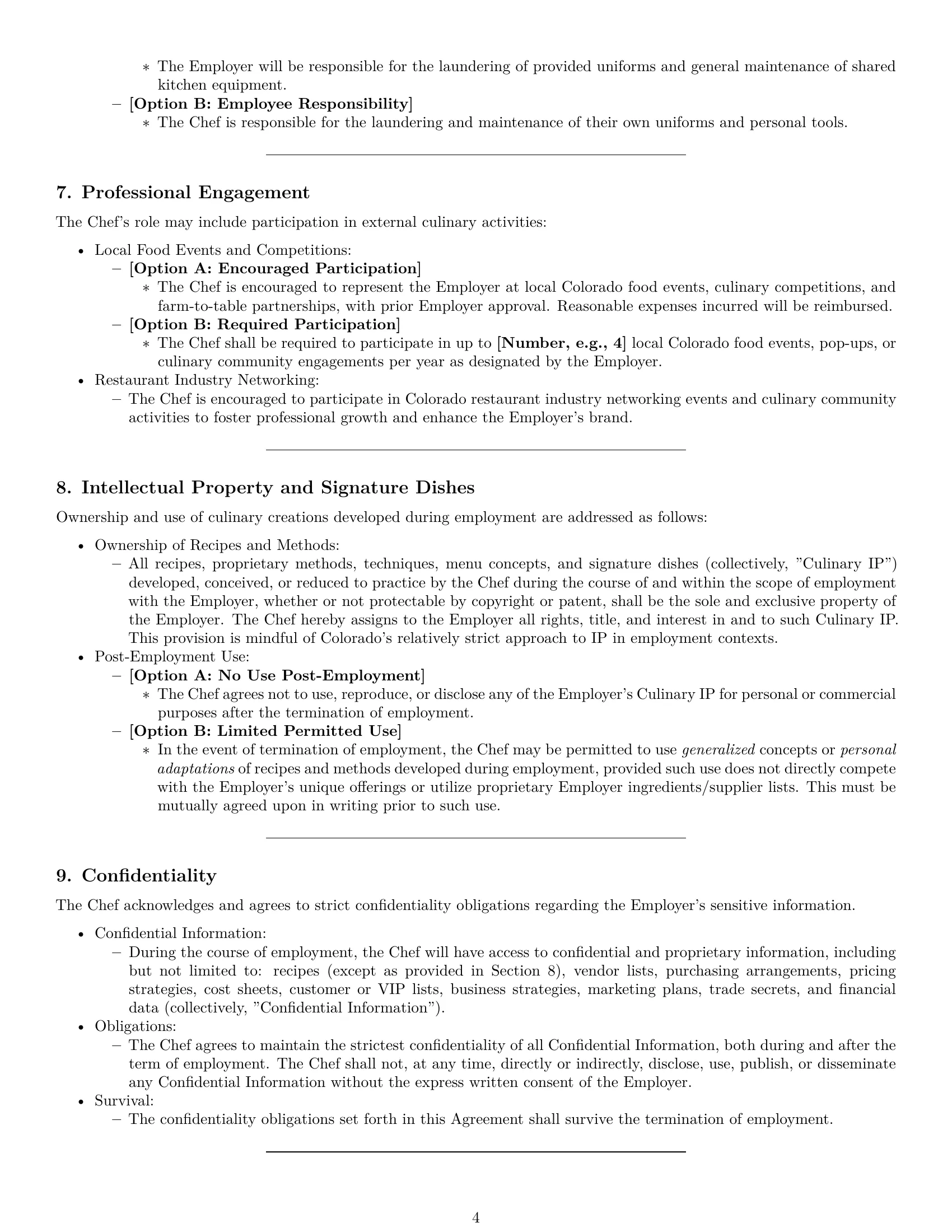 Preview page 4 of Pro Colorado chef employment contract template