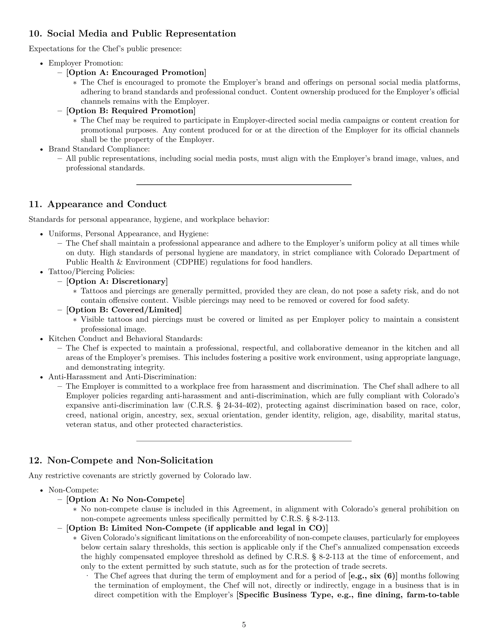 Preview page 5 of Pro Colorado chef employment contract template