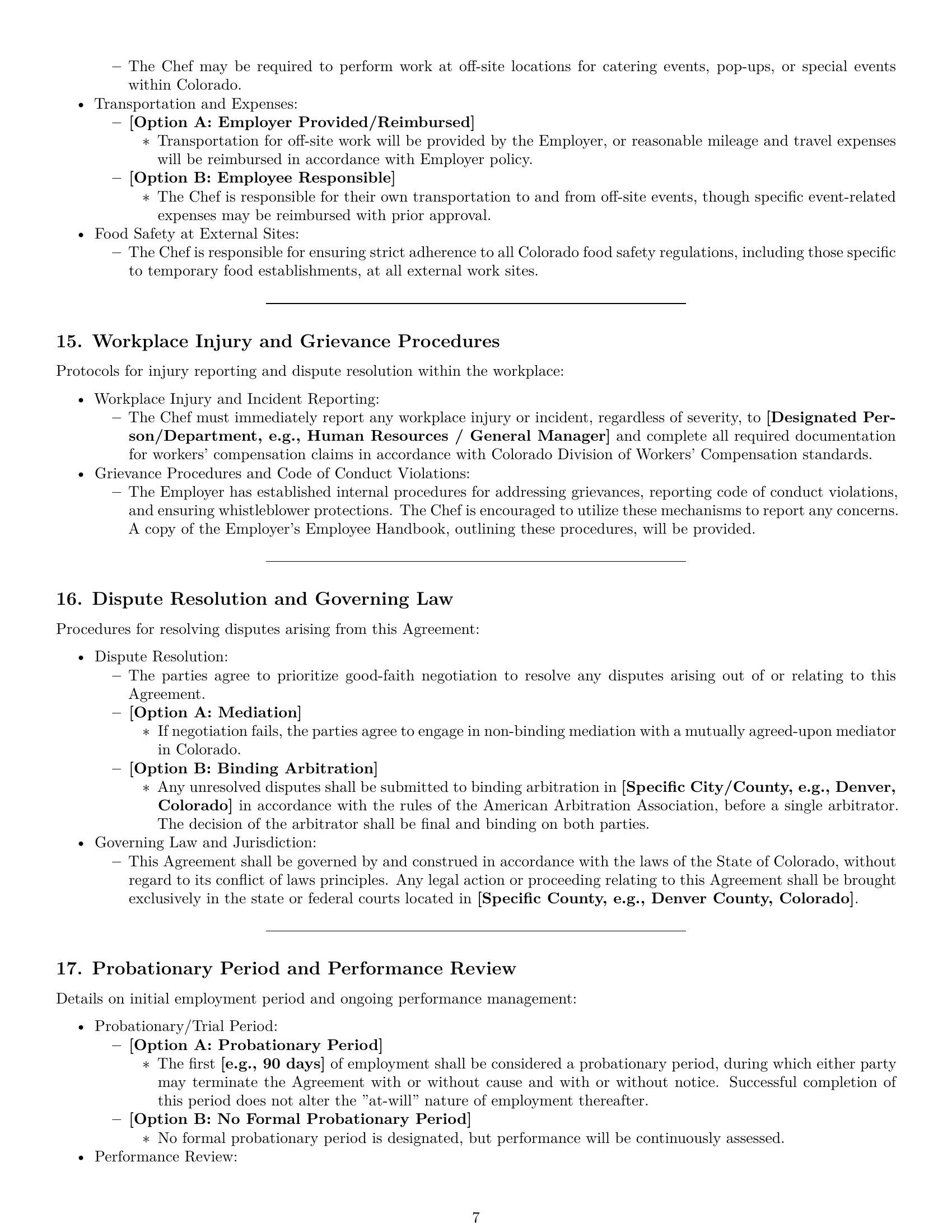 Preview page 7 of Pro Colorado chef employment contract template