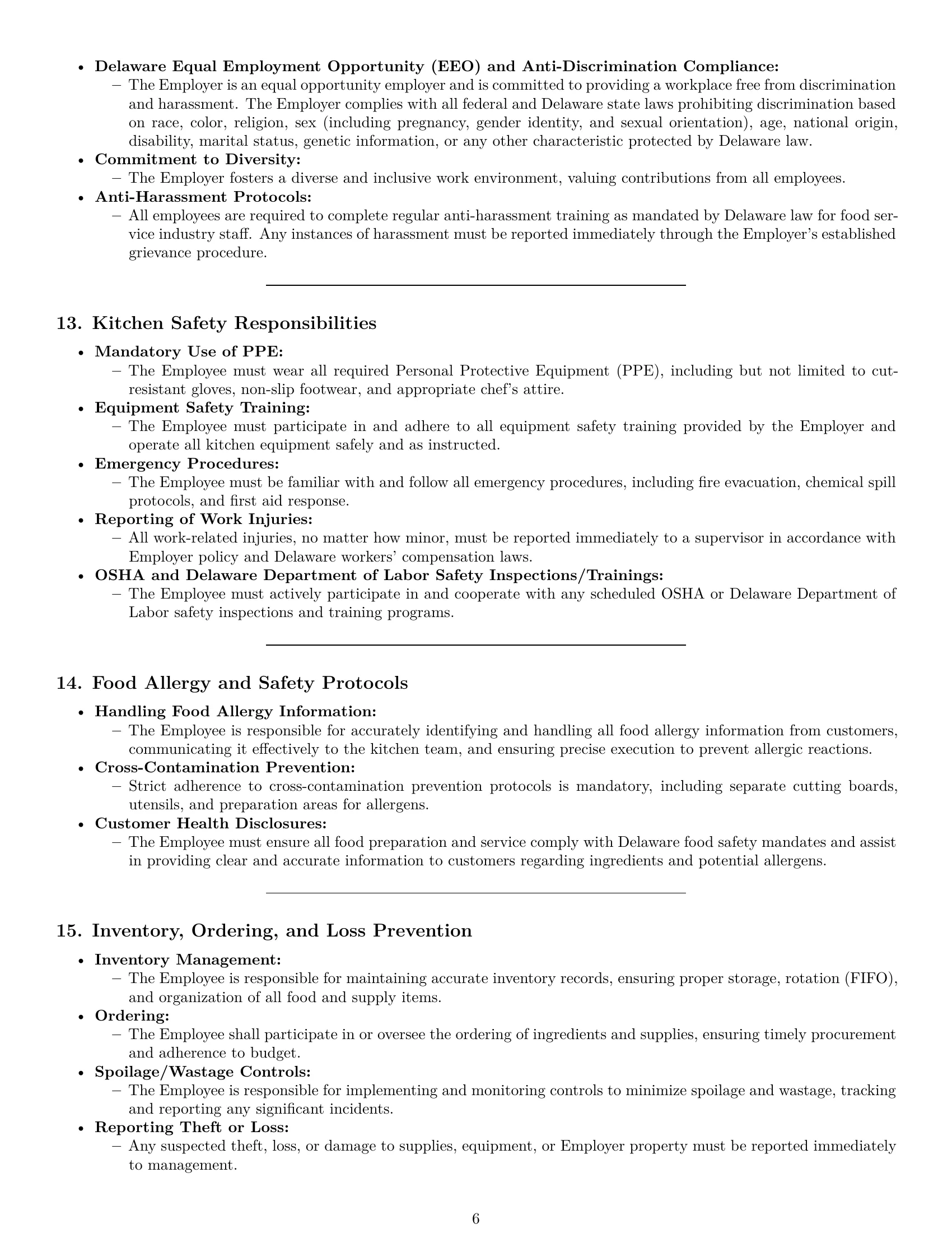 Preview page 6 of Pro Delaware chef employment contract template