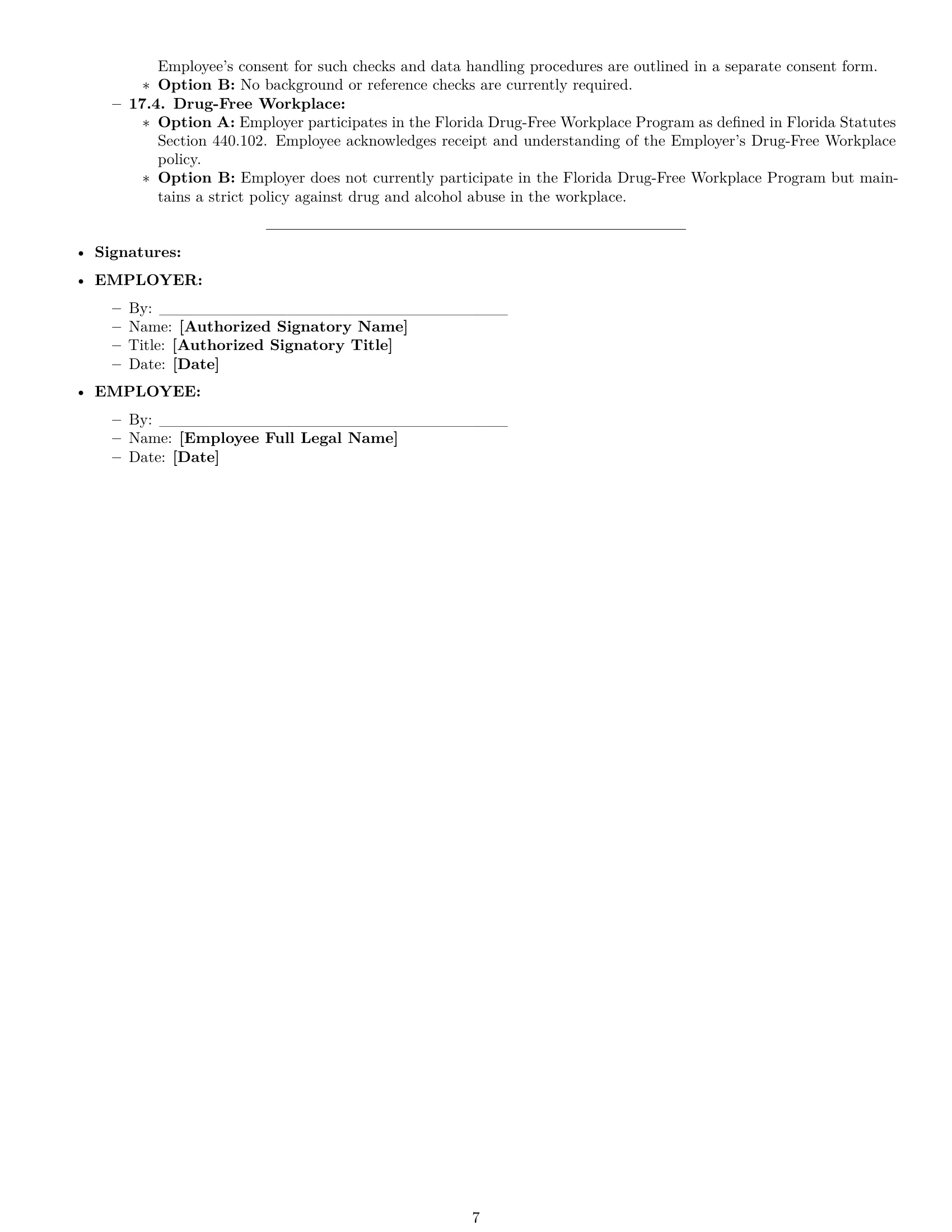 Preview page 7 of Pro Florida chef employment contract template