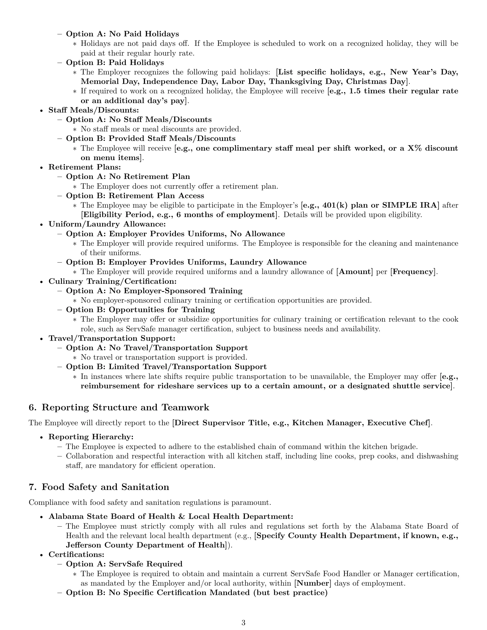 Preview page 3 of Pro Alabama cook employment contract template