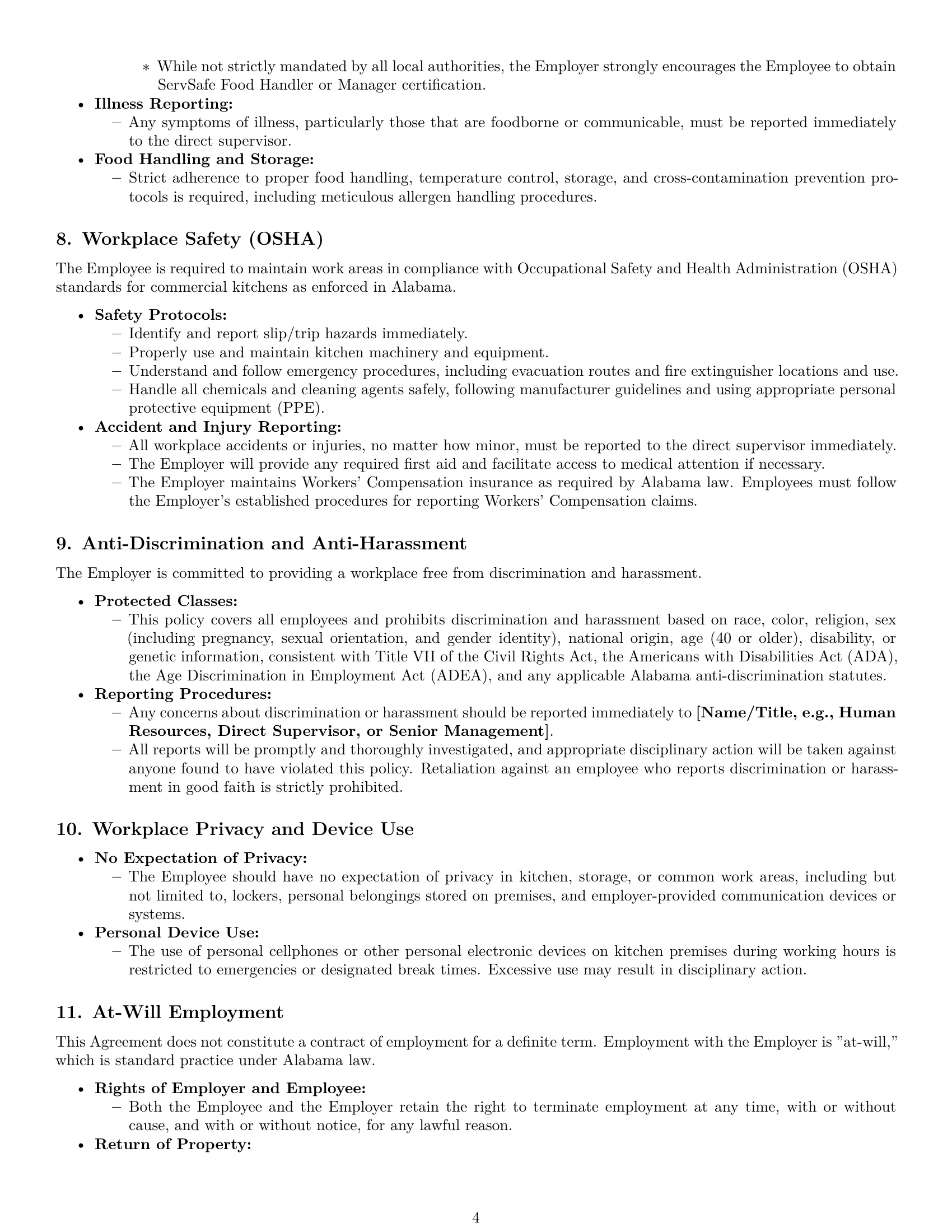 Preview page 4 of Pro Alabama cook employment contract template