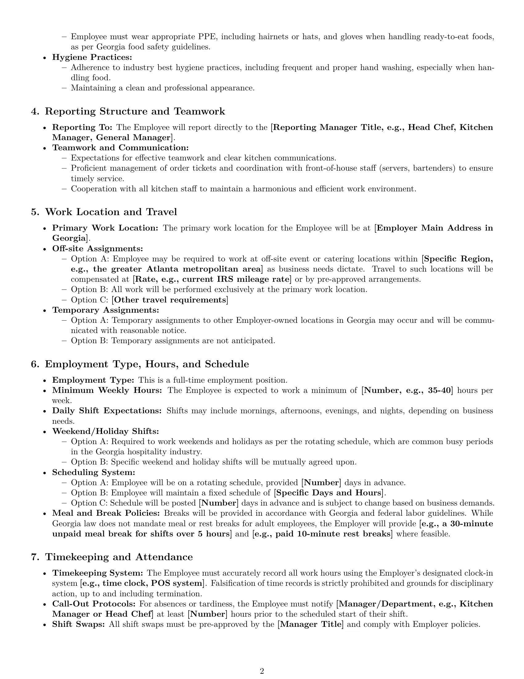 Preview page 2 of Pro Georgia cook employment contract template