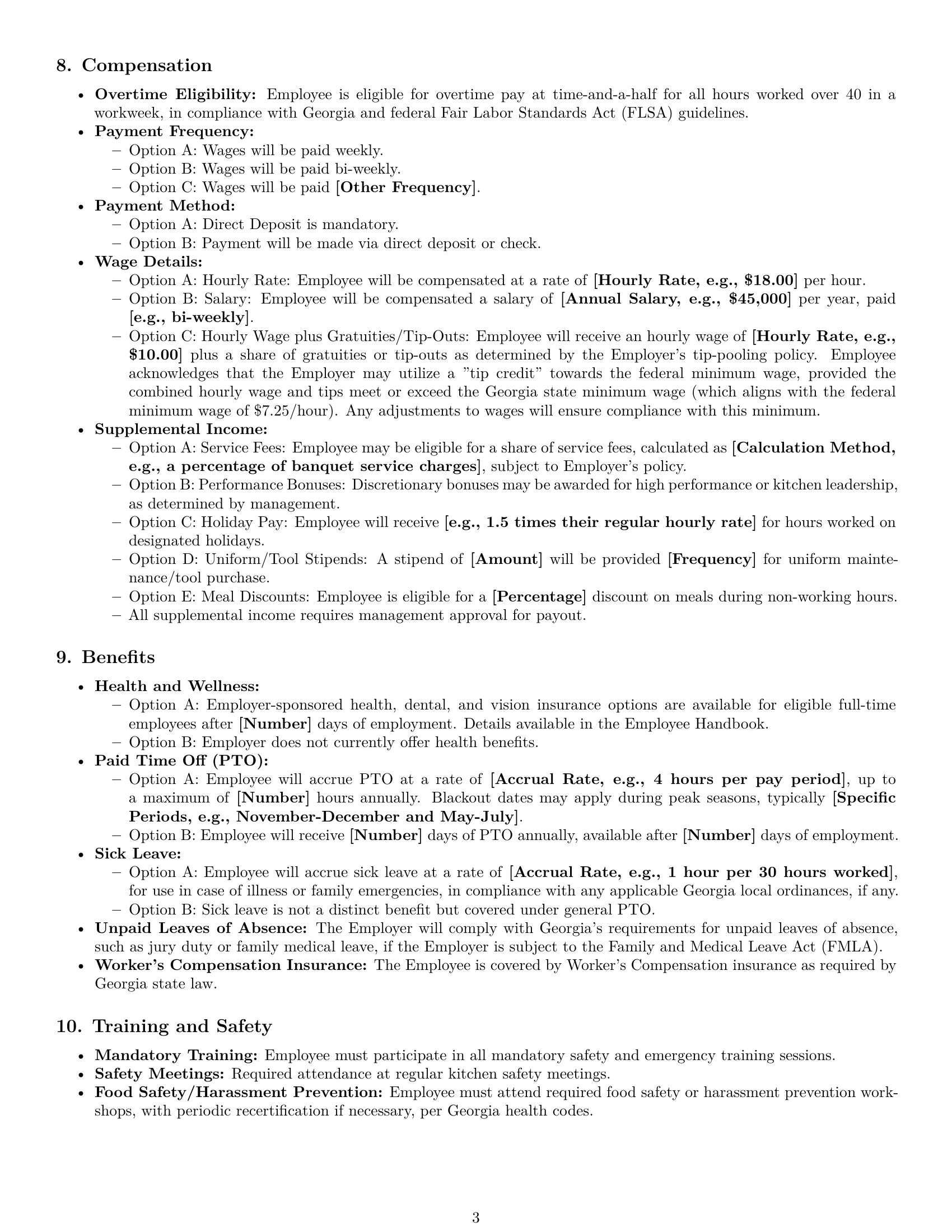 Preview page 3 of Pro Georgia cook employment contract template