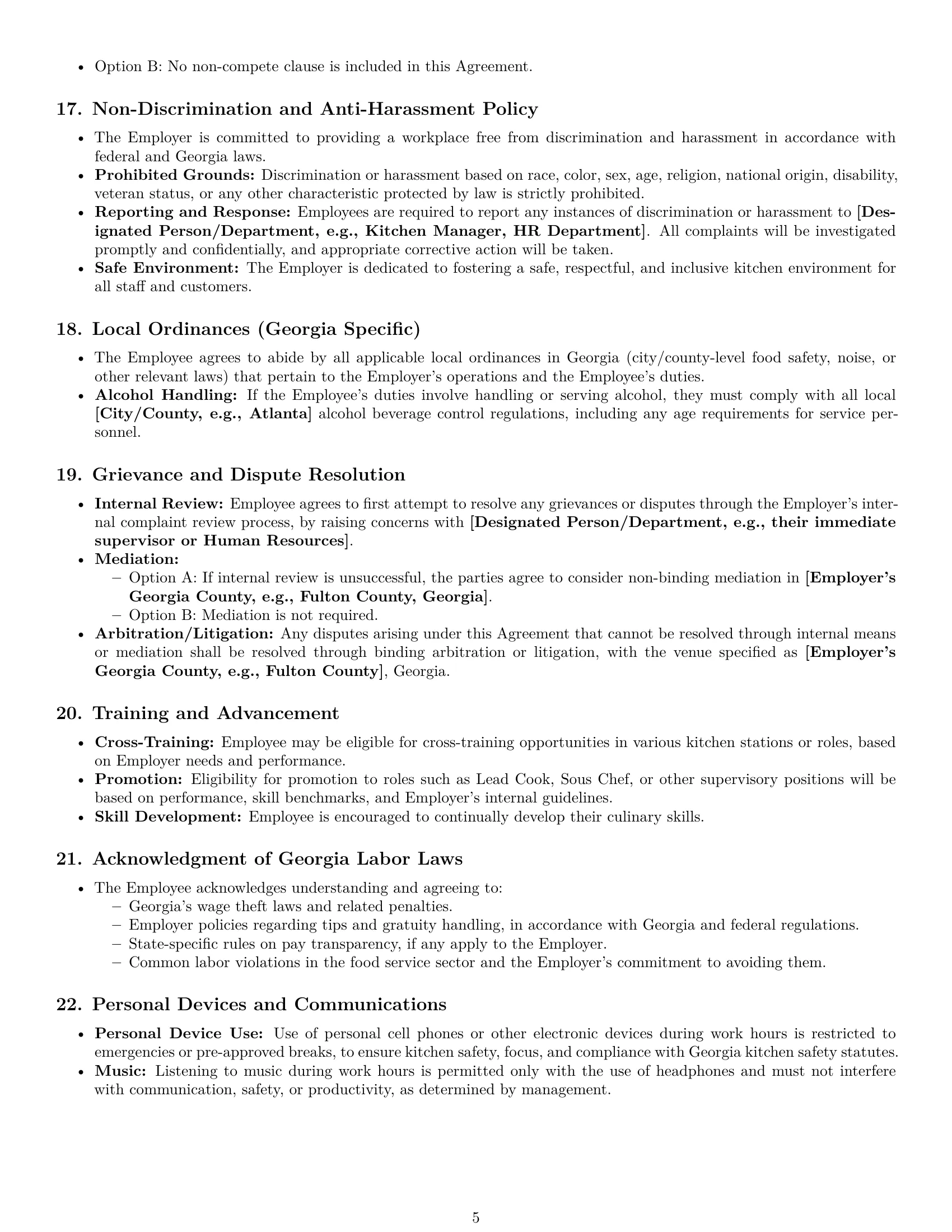 Preview page 5 of Pro Georgia cook employment contract template