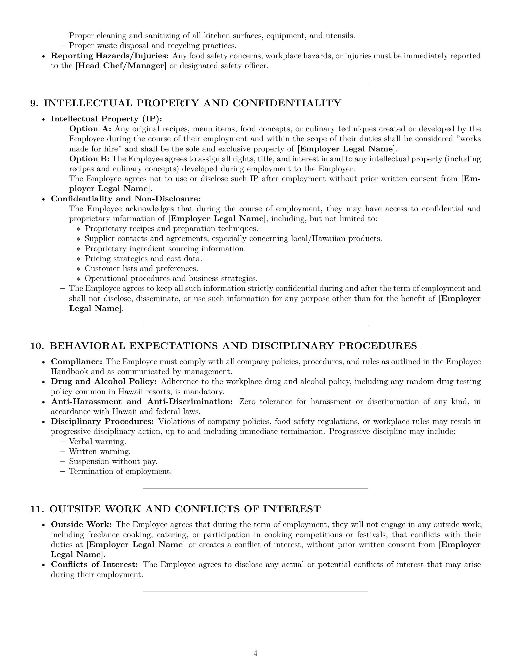 Preview page 4 of Pro Hawaii cook employment contract template