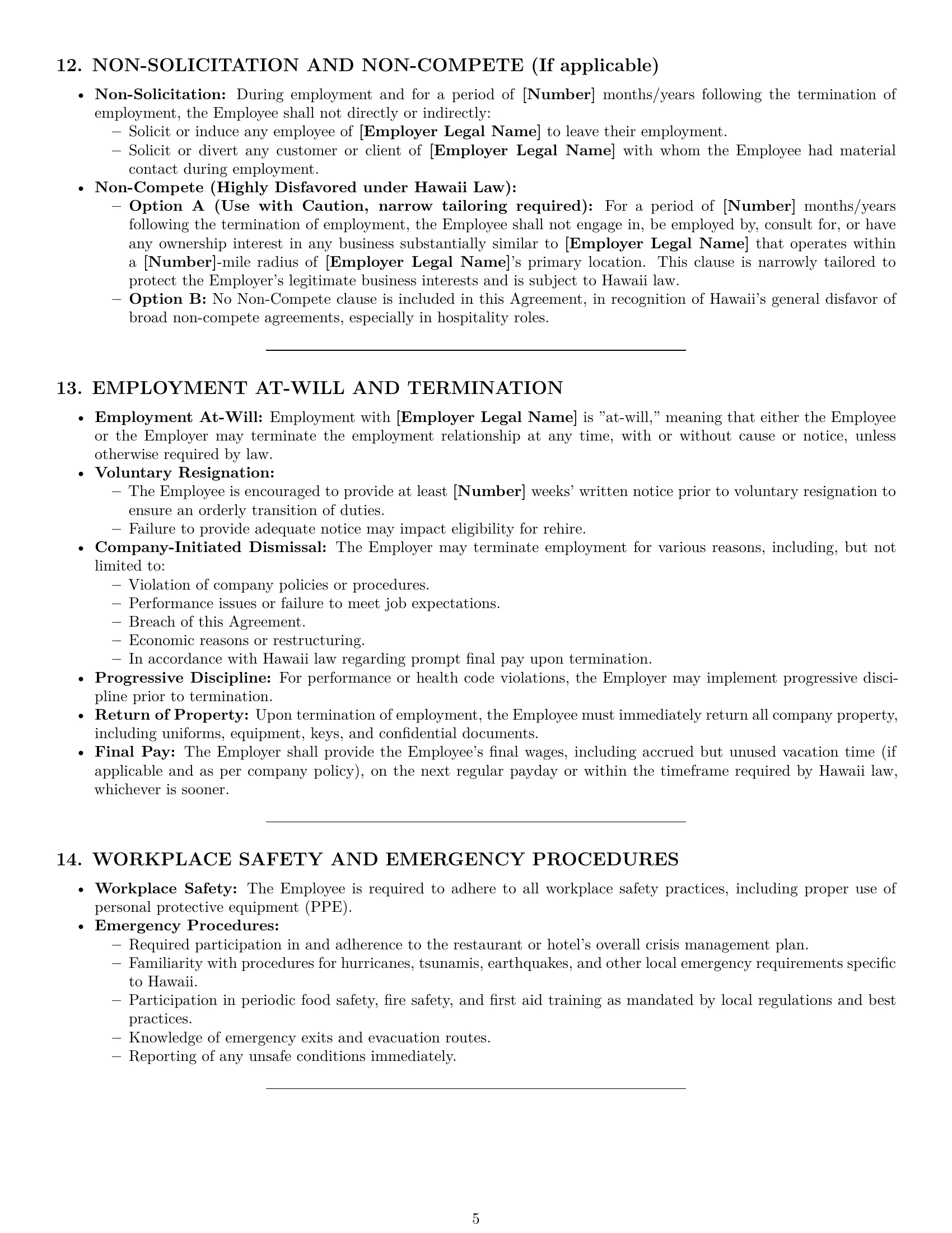 Preview page 5 of Pro Hawaii cook employment contract template